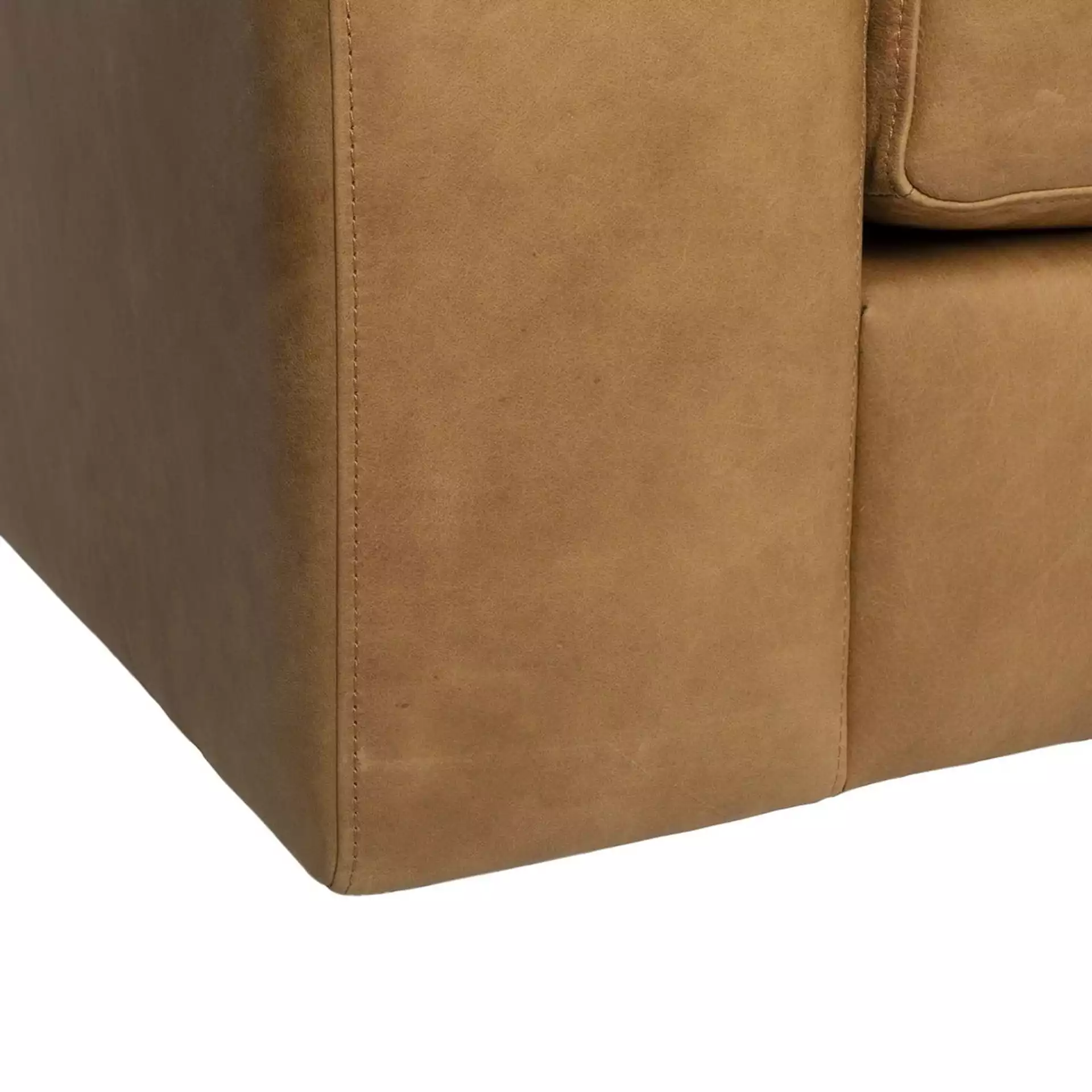 Sampson Italian Leather Sofa, Caramel