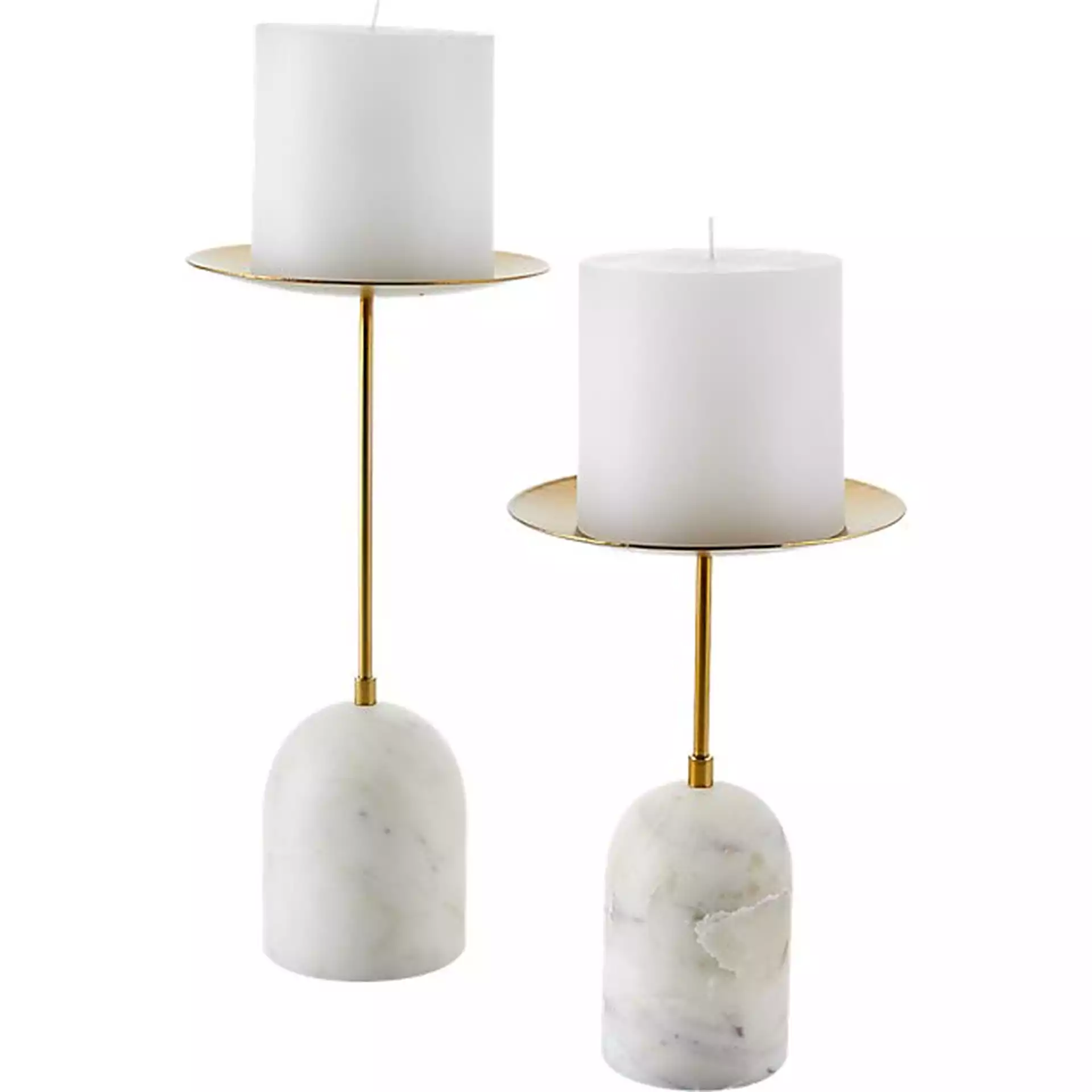 Numa Marble & Brass Pillar Candle Stand, Small