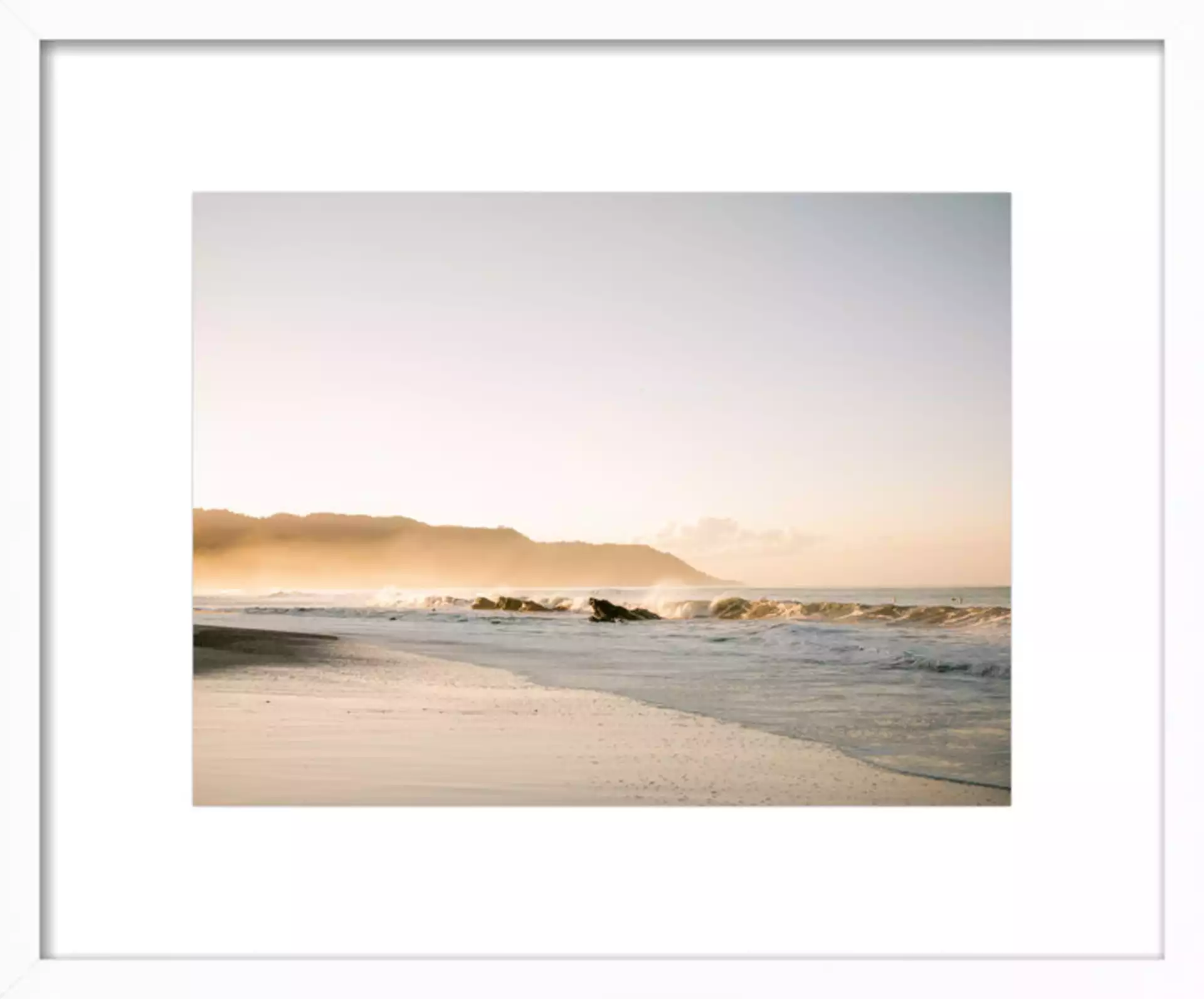 The Golden Coast | Sunrise at Santa Teresa Beach Costa Rica Art Print, White Frame, 20" x 16"