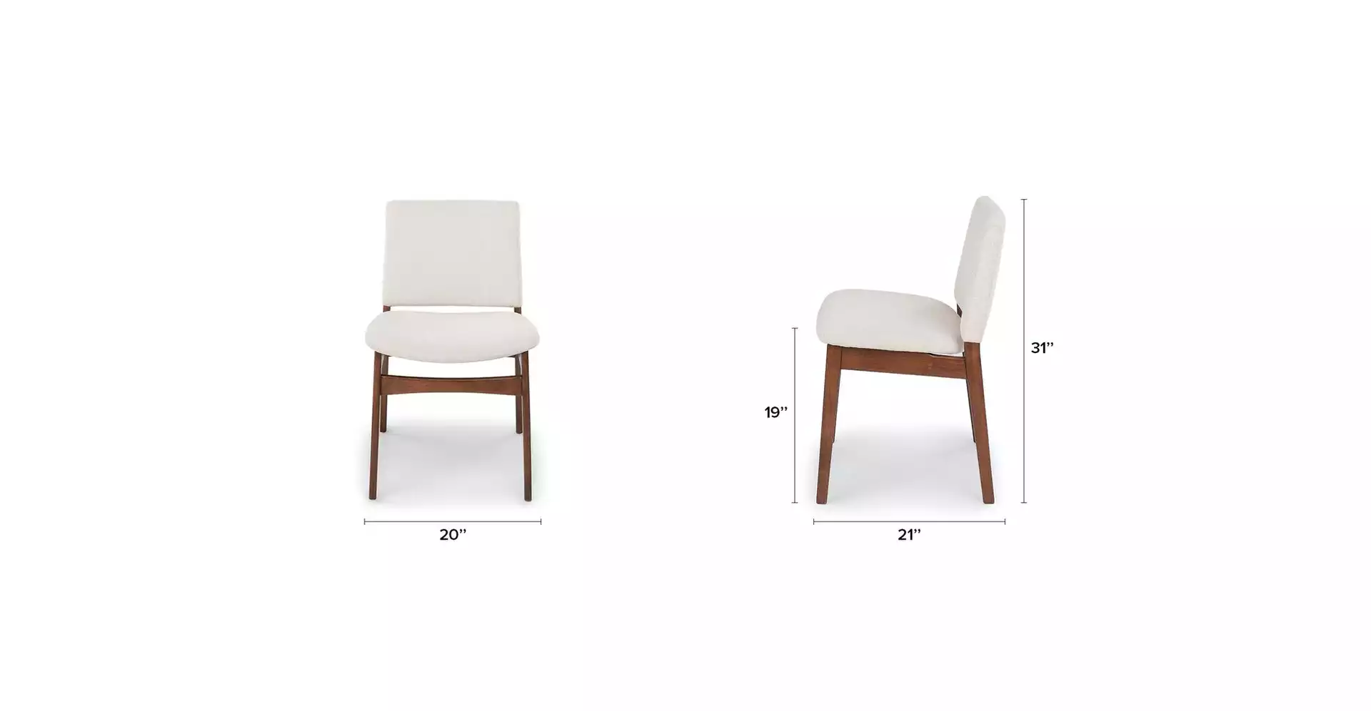 Nosh Dining Chair, Chalk Gray & Walnut, Set of 2
