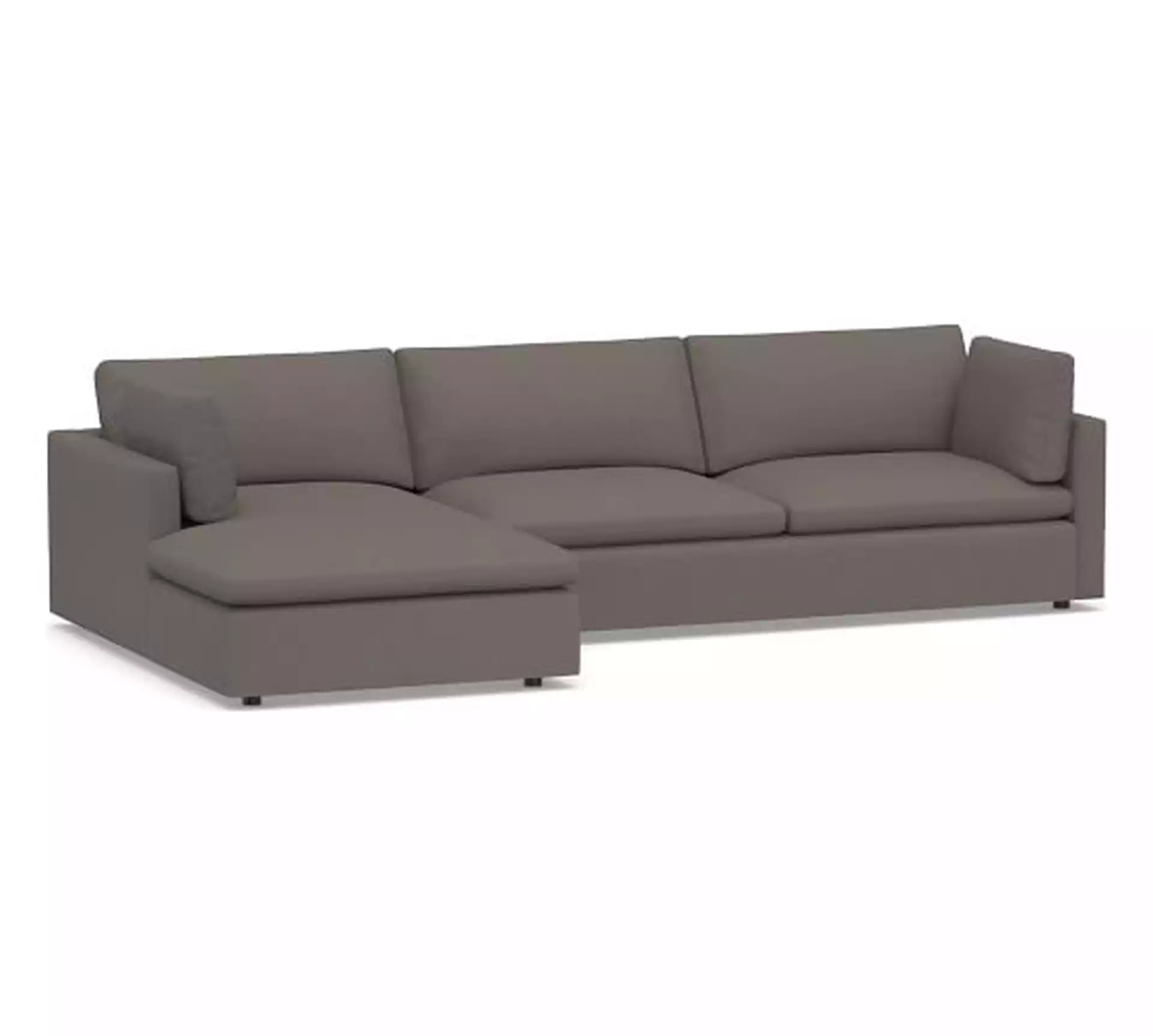 Bolinas Upholstered Right Arm Sofa with Chaise Sectional, Down Blend Wrapped Cushions, Performance Heathered Tweed Graphite