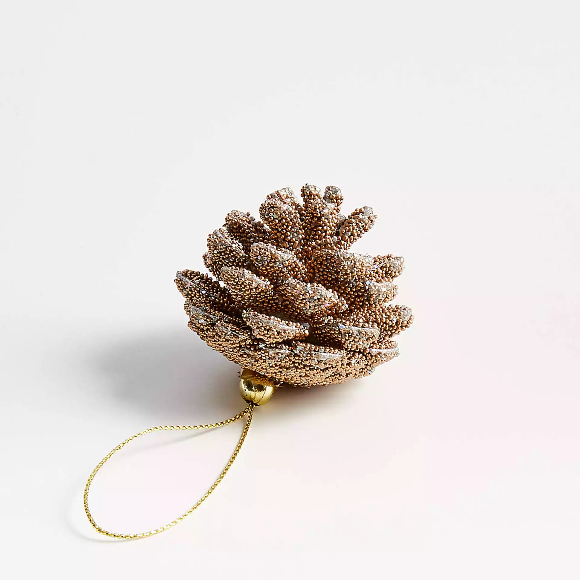 Beaded Glitter Pinecone Christmas Ornament, Gold