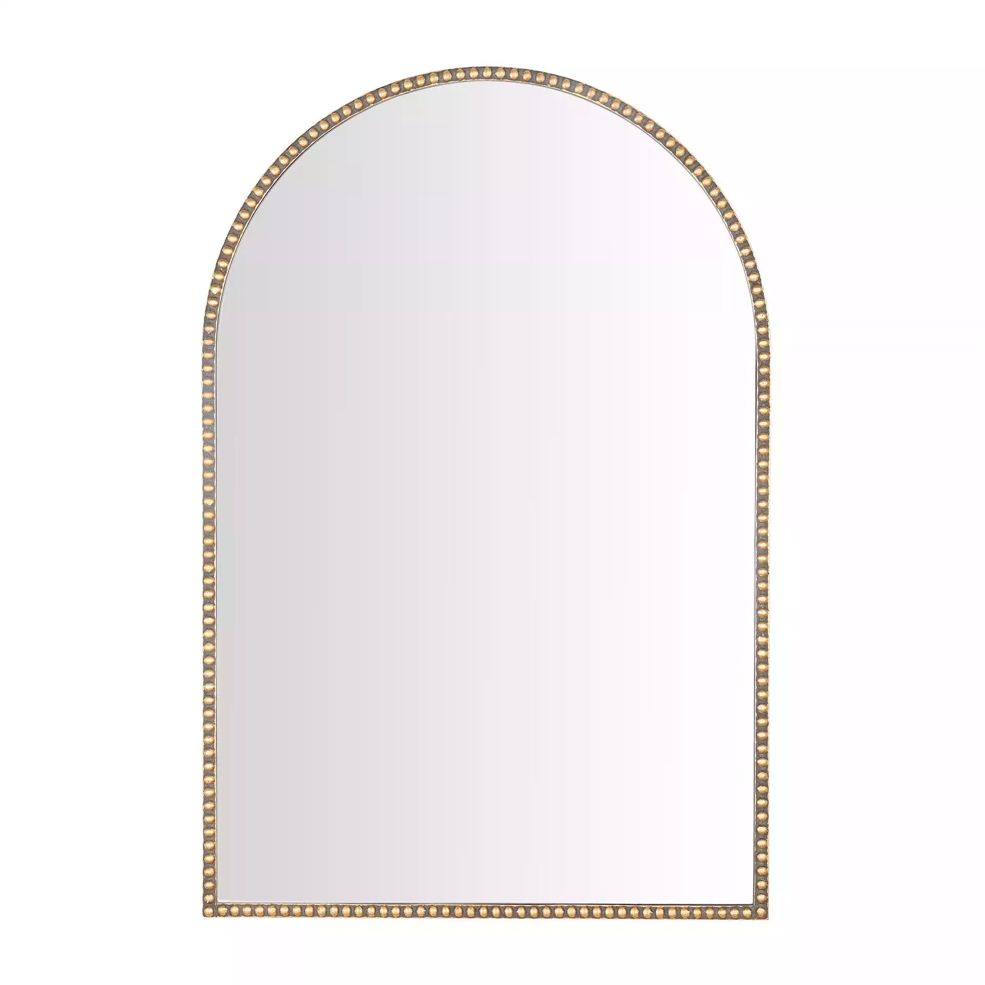 Wall Mirrors Rounded Arch Mirror, Gold Beaded