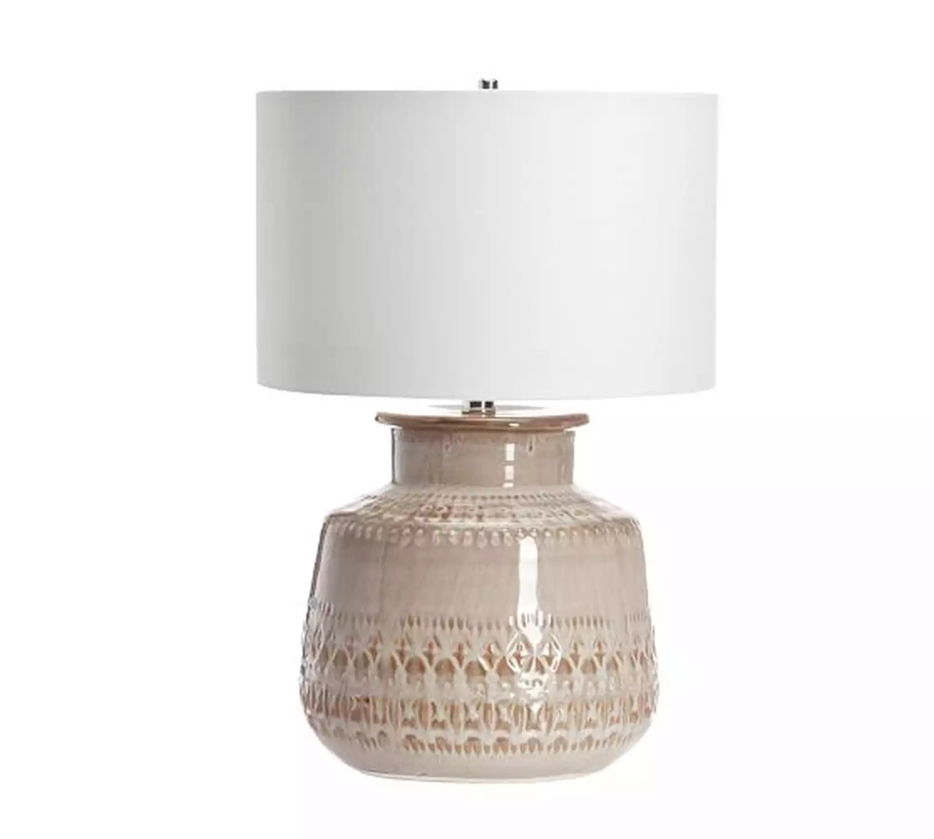 Jamie Young Emma Ceramic Round Table Lamp, White