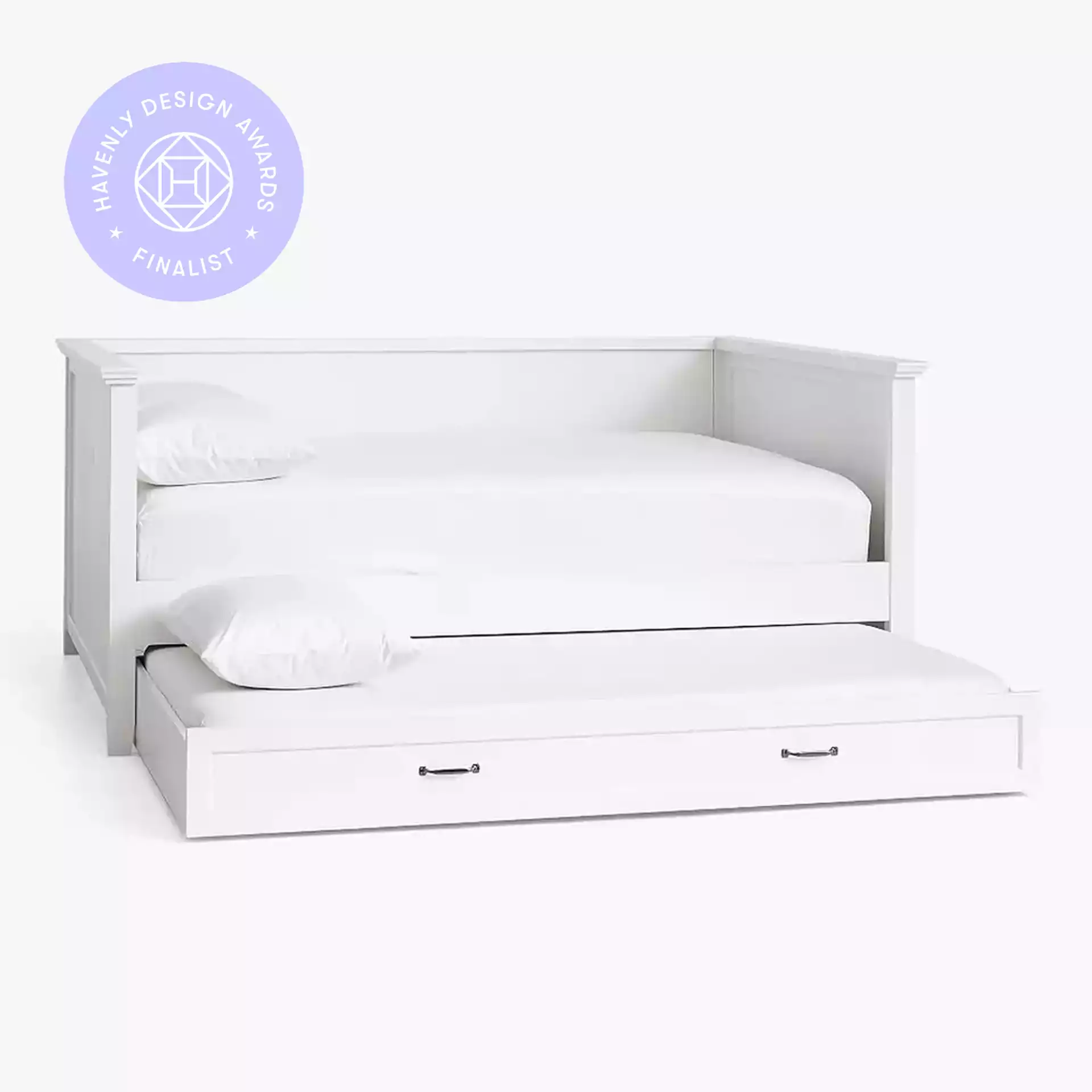 Hampton Daybed & Trundle with Luxury Comfort Mattress, Full, Simply White