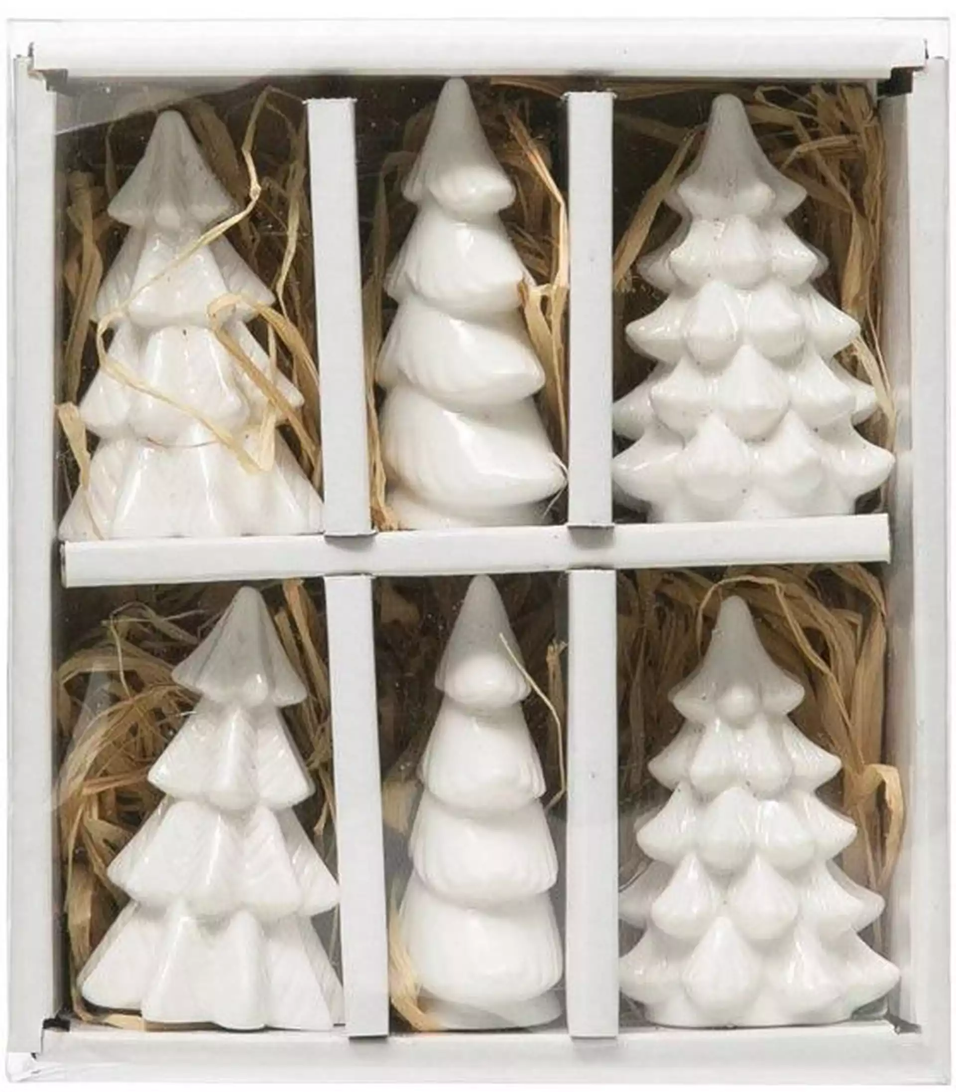Stoneware Trees, White, 2.5", Boxed Set of 6