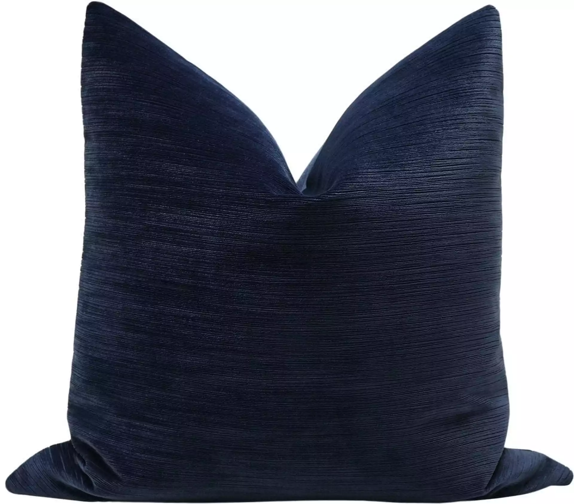Strie Velvet Pillow Cover, Navy Blue, 20" x 20"
