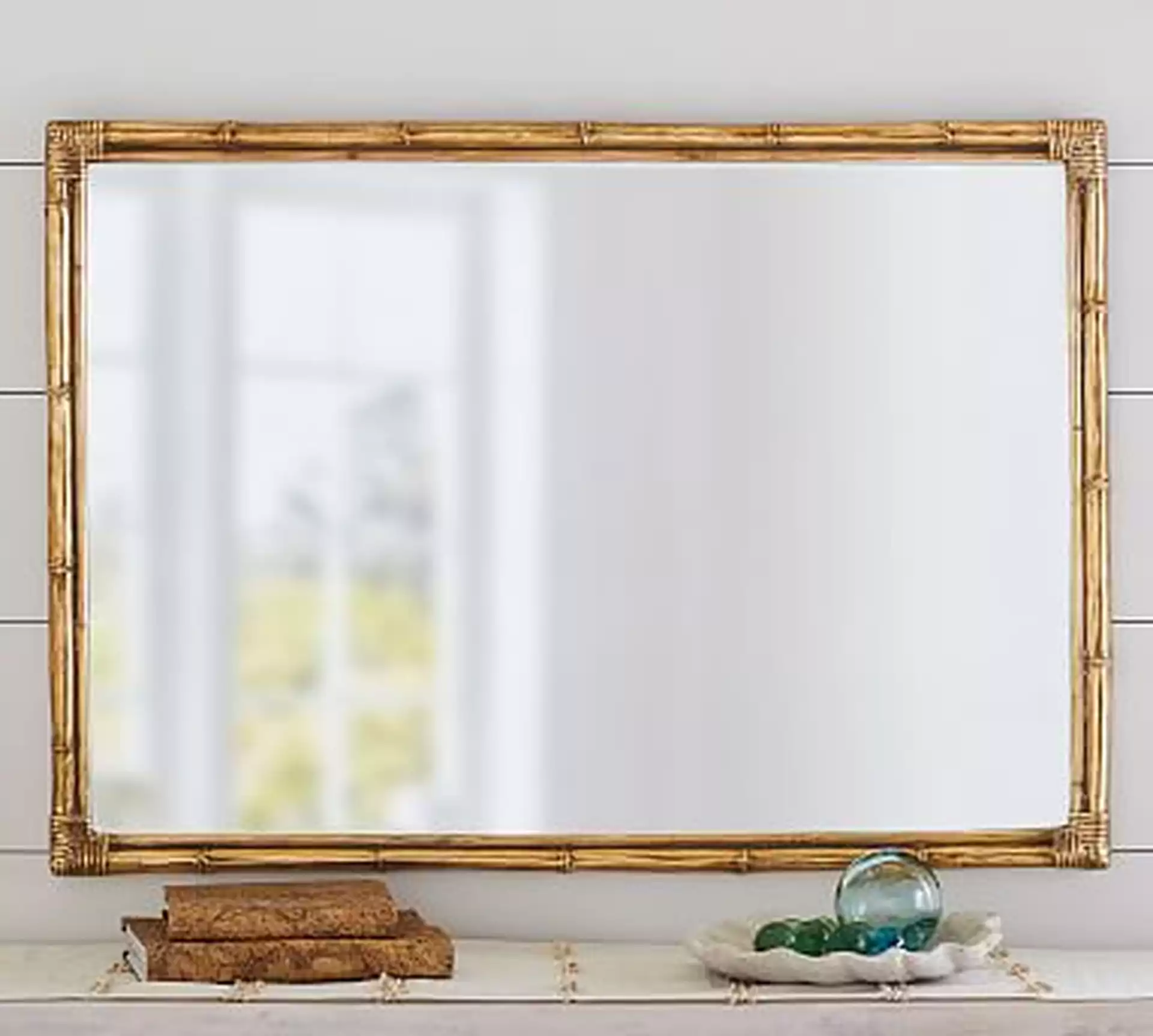 Bamboo Mirror Gold Accent