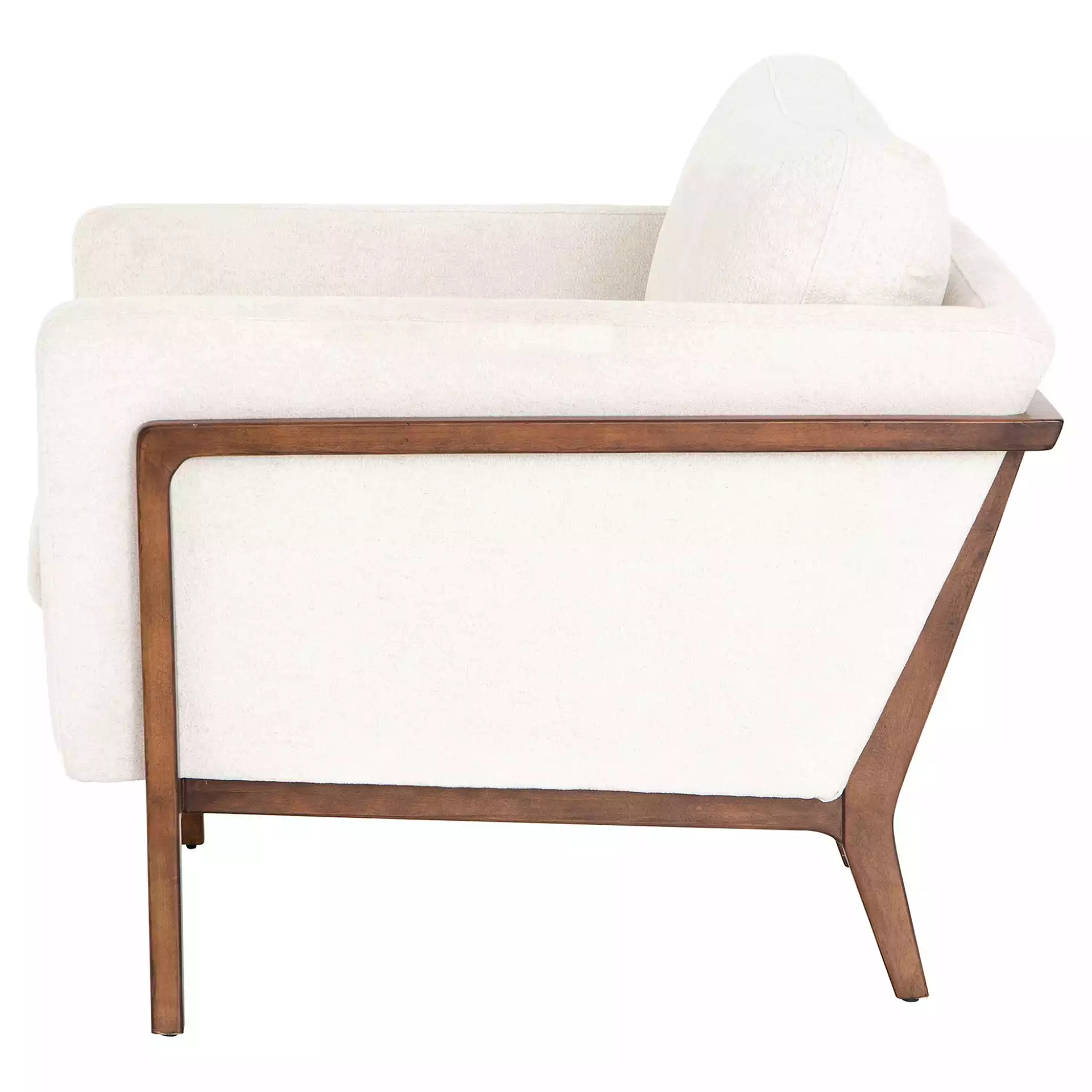 Dorothy Modern Classic Upholstered Birch Wood Occasional Arm Chair, Ivory