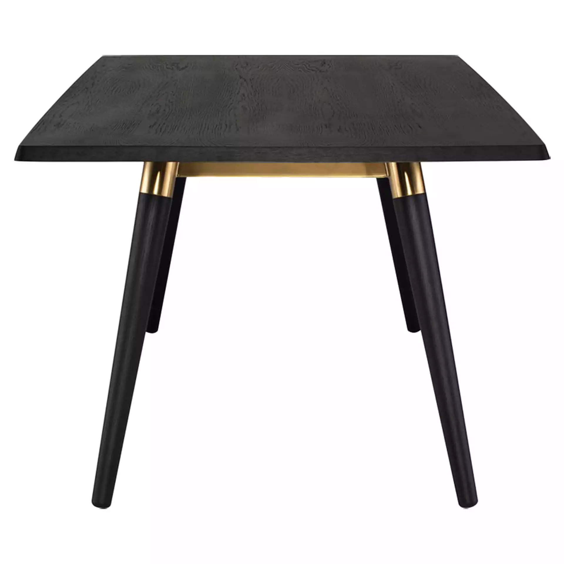 Sharon Mid Century Modern Gold Accent Black Oak Rectangular Dining Table - Small