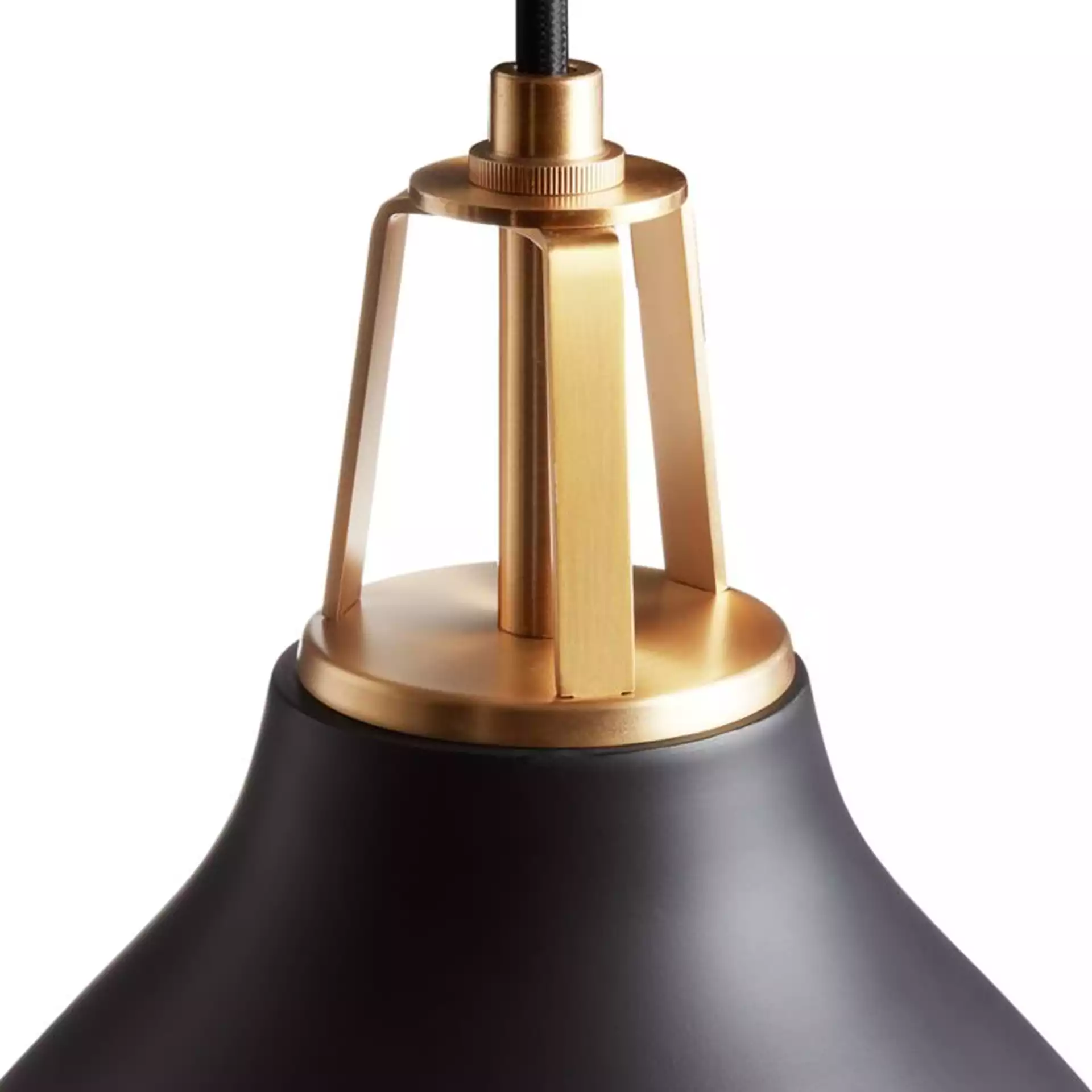Maddox Black Bell Pendant Large with Brass Socket
