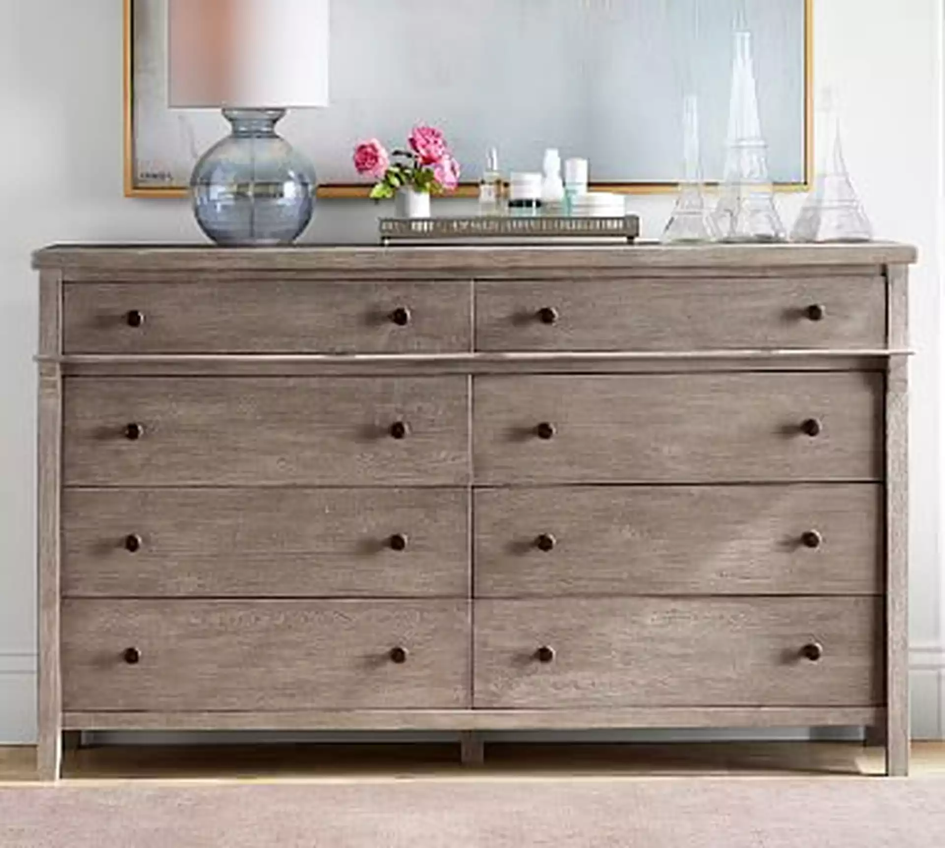 Toulouse 8-Drawer Wide Dresser, Gray Wash