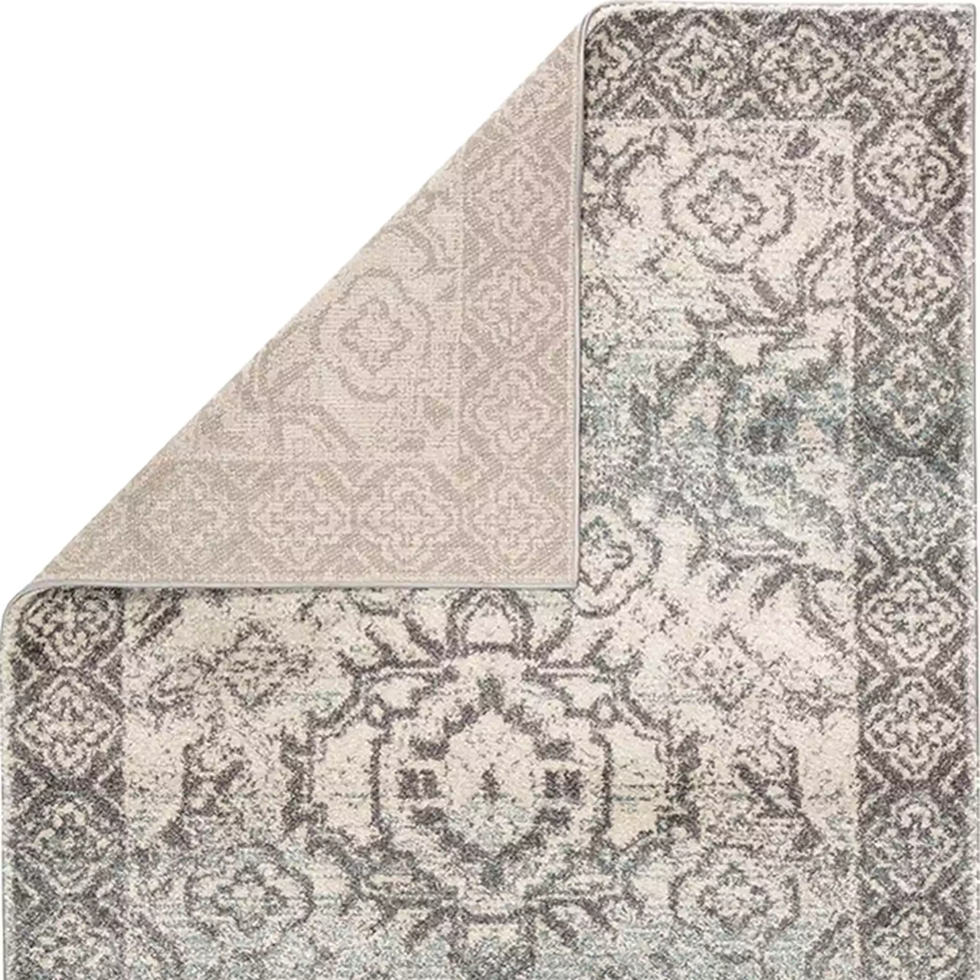 Abia Global Bazaar Grey Ivory Floral Medallion Pattern Rug - 5x7'6