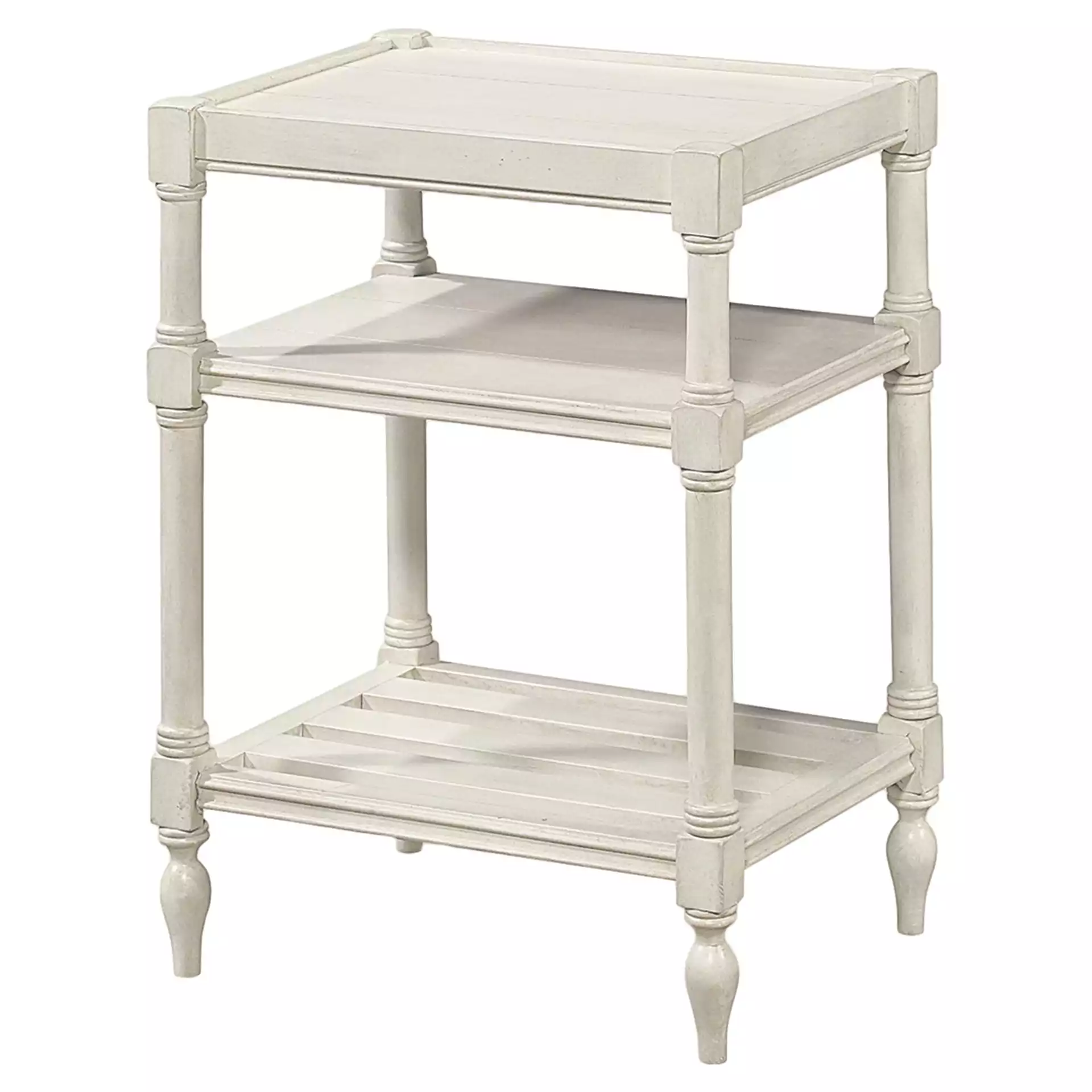 Syver French Country White Wood Rectangular Side End Table