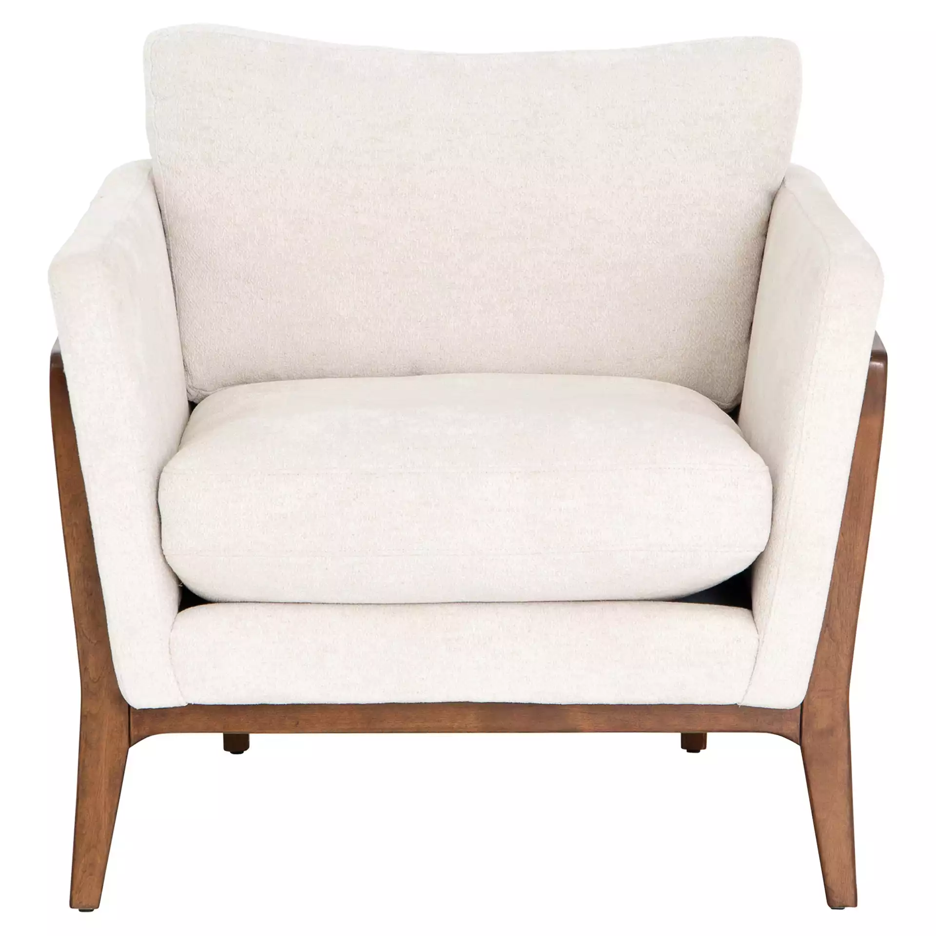 Dorothy Modern Classic Upholstered Birch Wood Occasional Arm Chair, Ivory