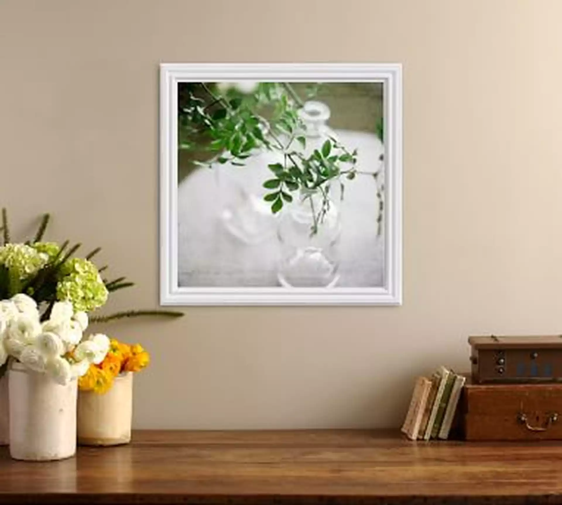 Botanicals Framed Print by Cindy Taylor, 25x25", Ridged Distressed Frame, Espresso, Mat