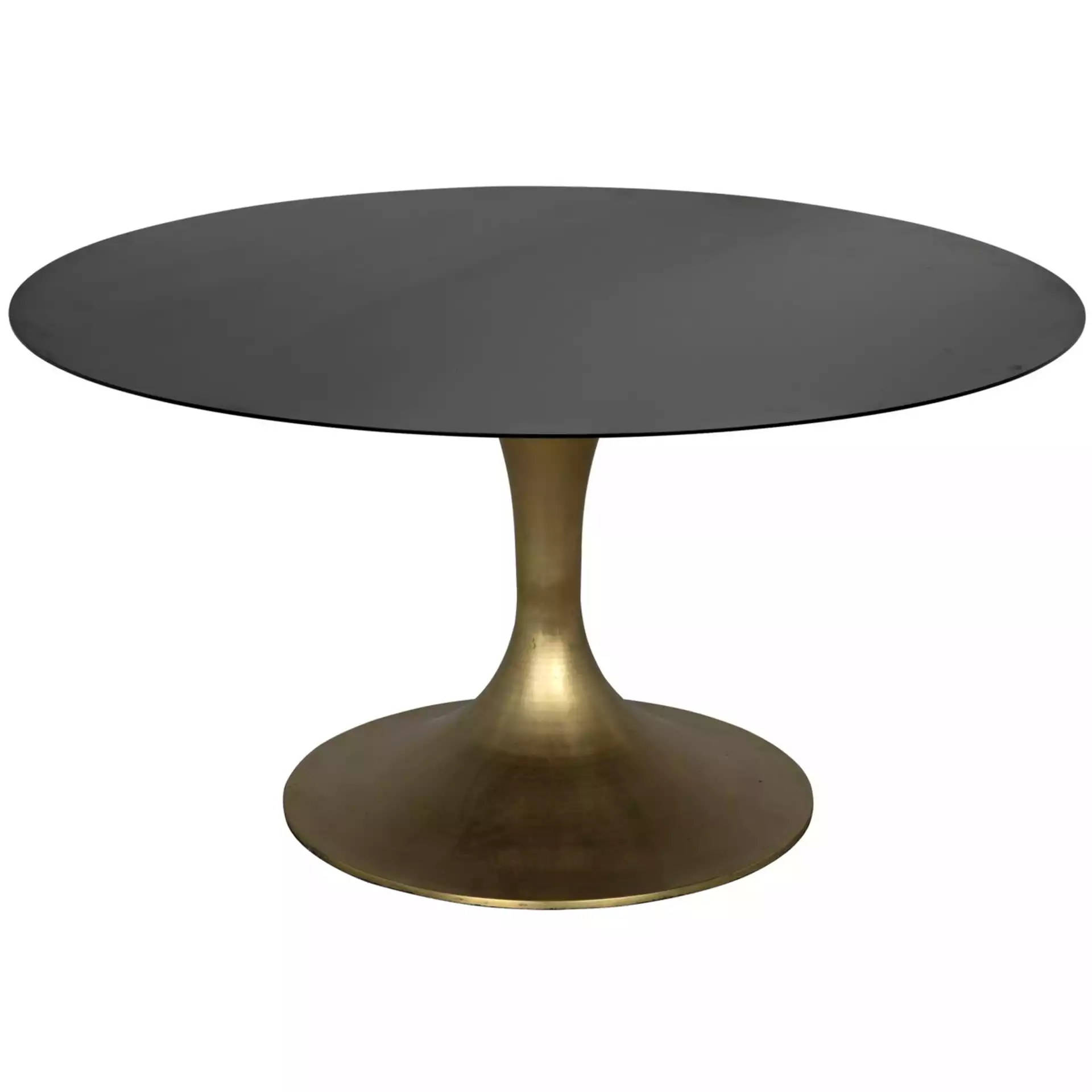 Gwen Modern Classic Black Metal Top Antique Brass Round Dining Table