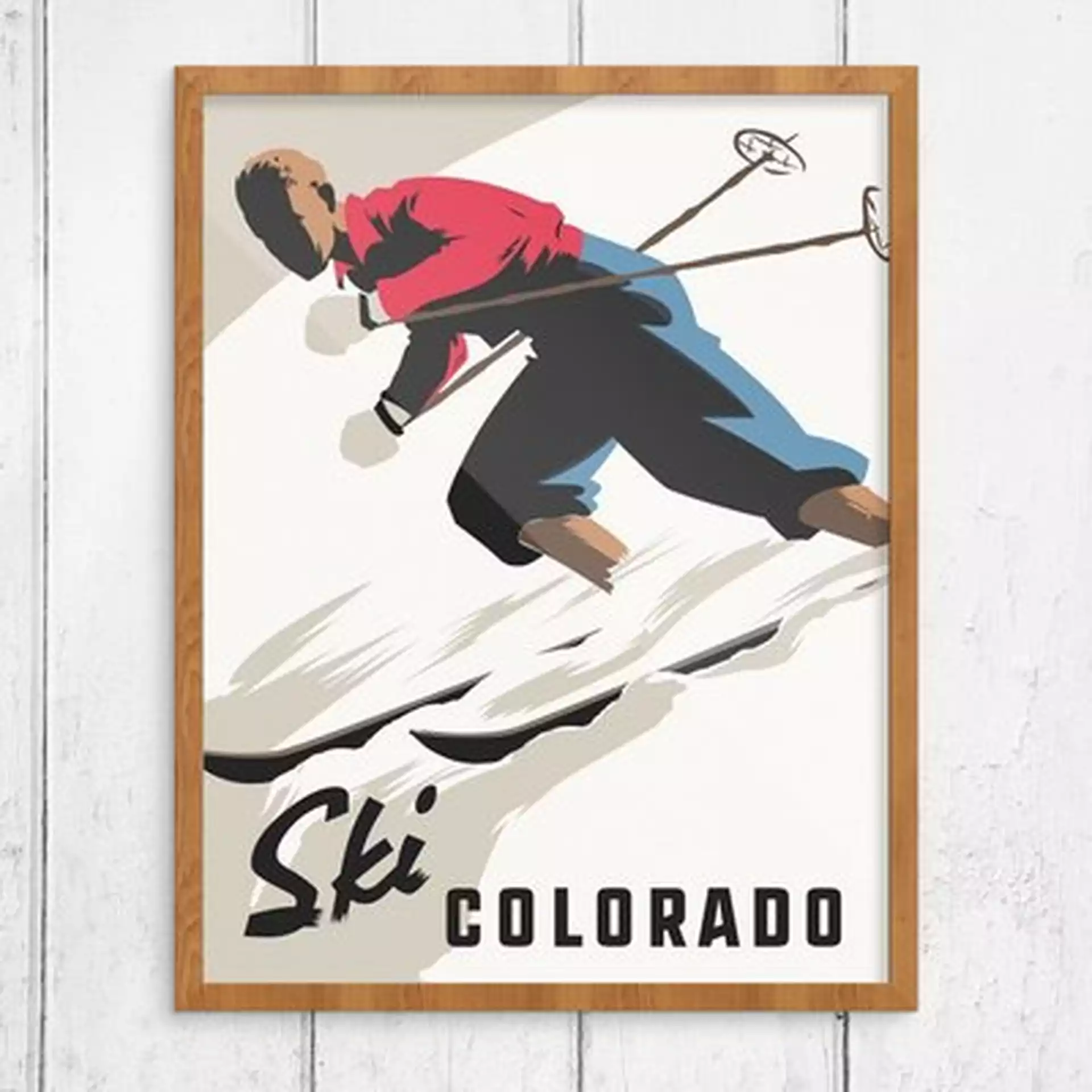 'Ski Colorado Schussing Skier' Graphic Art Print
