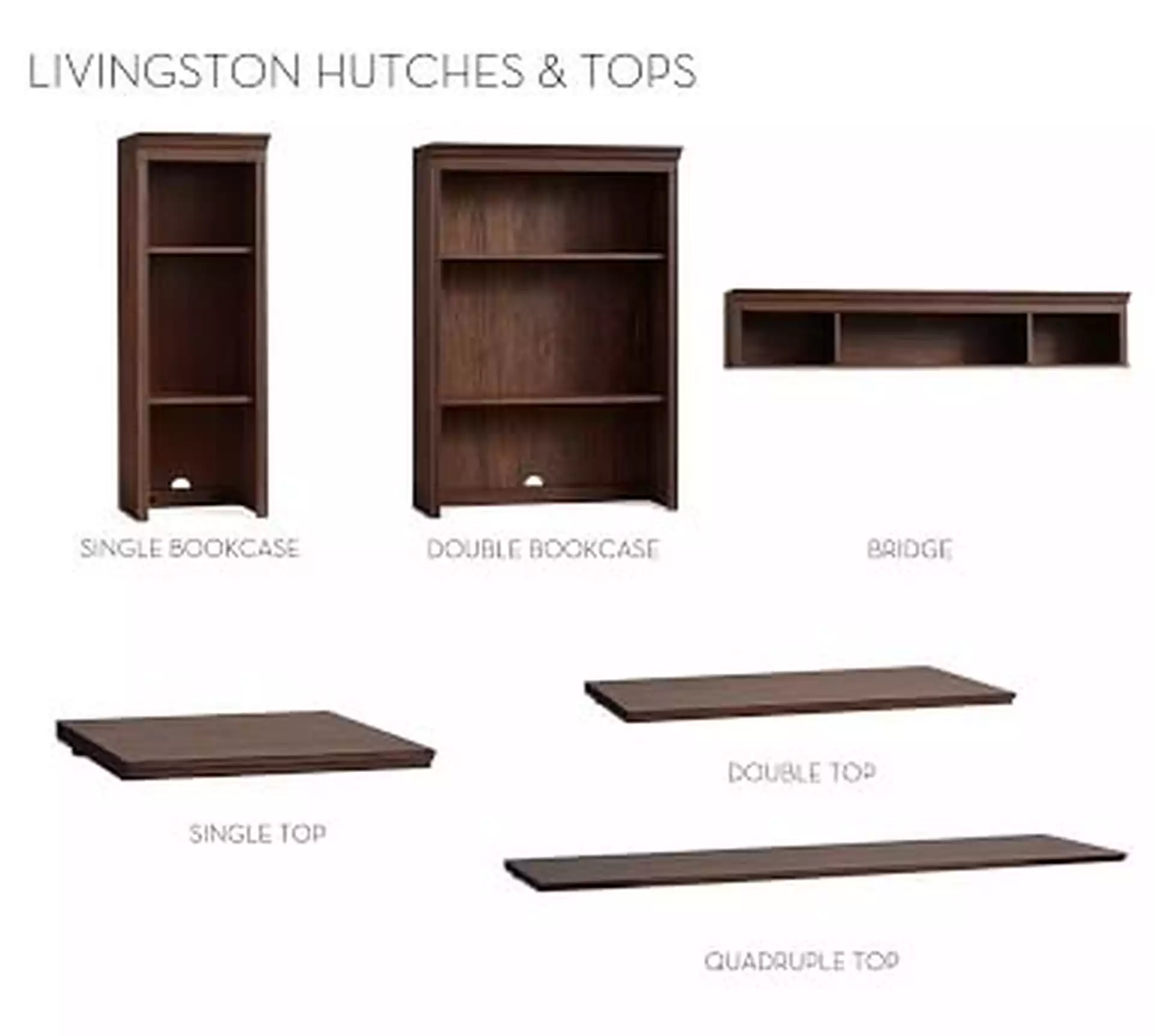 Livingston Single Bookcase Hutch, Dusty Charcoal