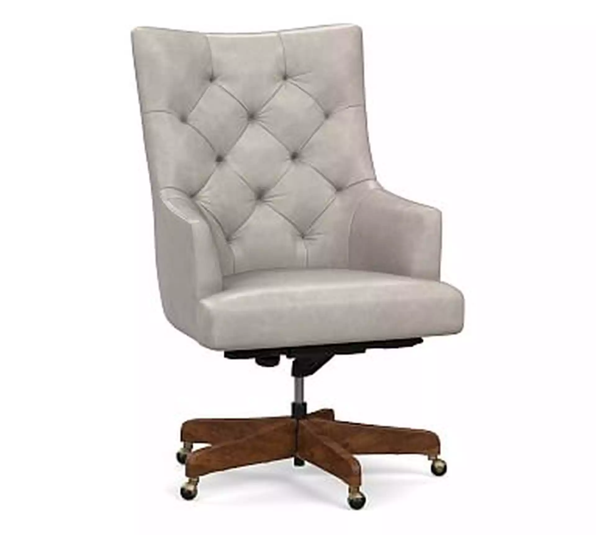 Radcliffe Leather Desk Chair Rustic Brown Base, Statesville Pebble