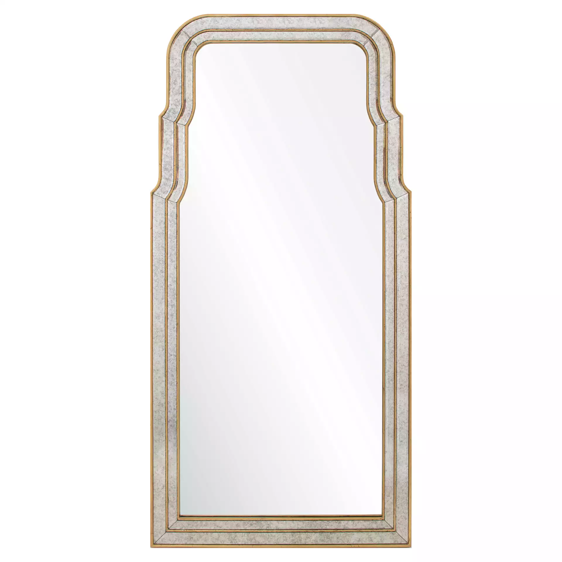 Kaye Modern Antique Mirror Framed Gold Leaf Novelty Wall Mirror