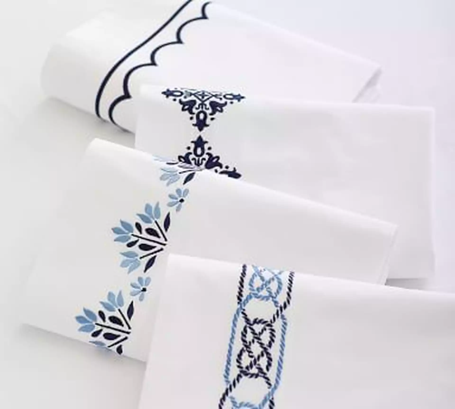 Scallop Embroidered Organic Sheet Set, King, Sea Glass