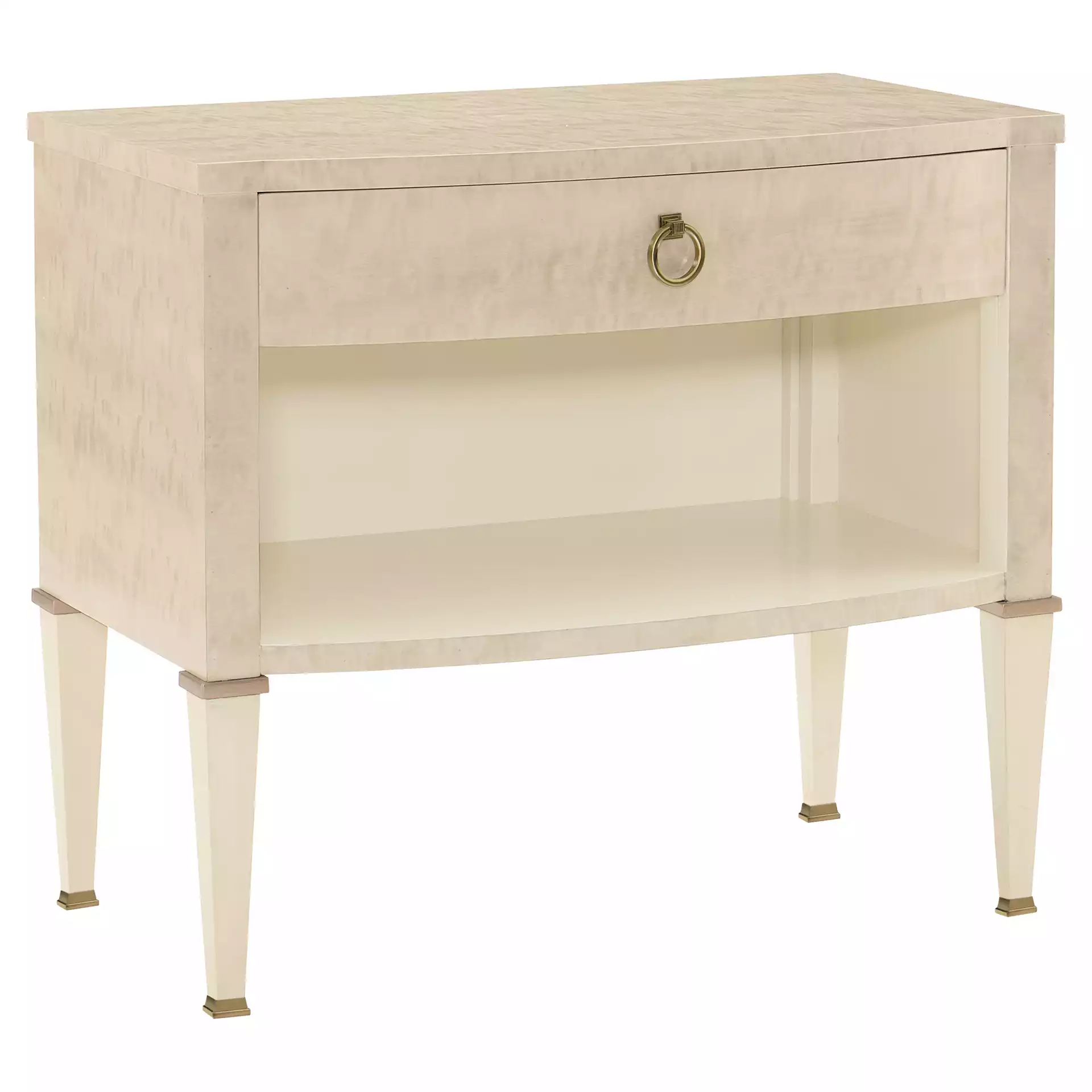 Stella French Country Beige Wood 1 Drawer Nightstand