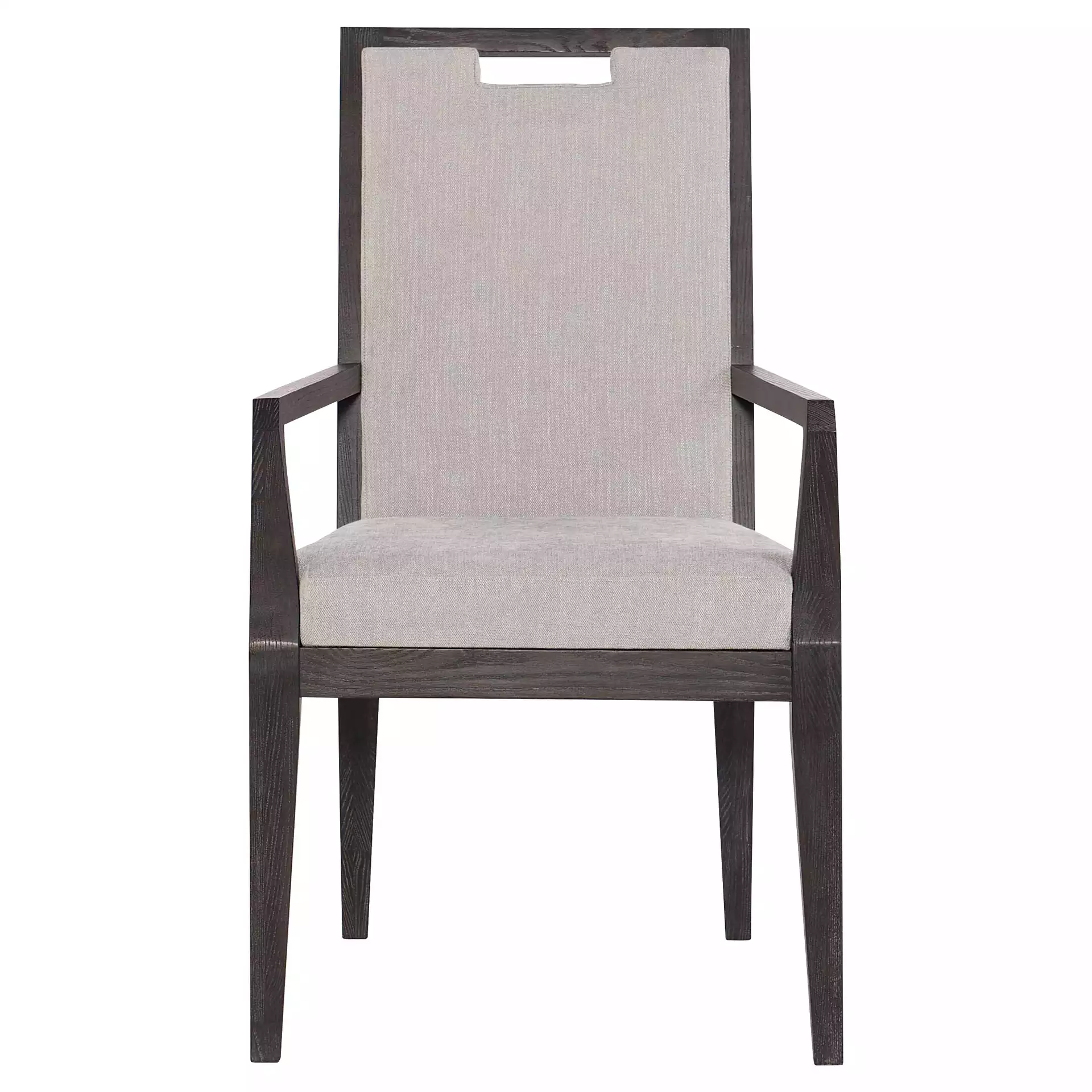 Dean Modern Masculine Grey Upholstered Brown Oak Dining Arm Chair