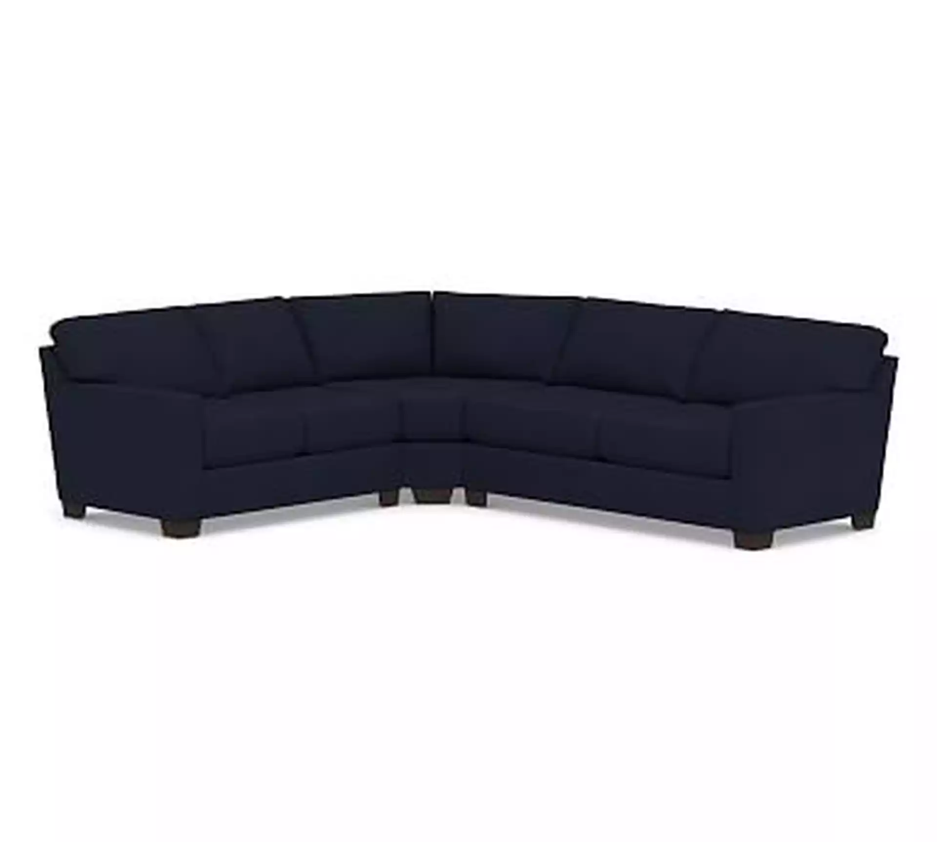 Buchanan Square Arm Upholstered Right Arm 3-Piece L-Shaped Wedge Sleeper Sectional, Polyester Wrapped Cushions, Twill Cadet Navy