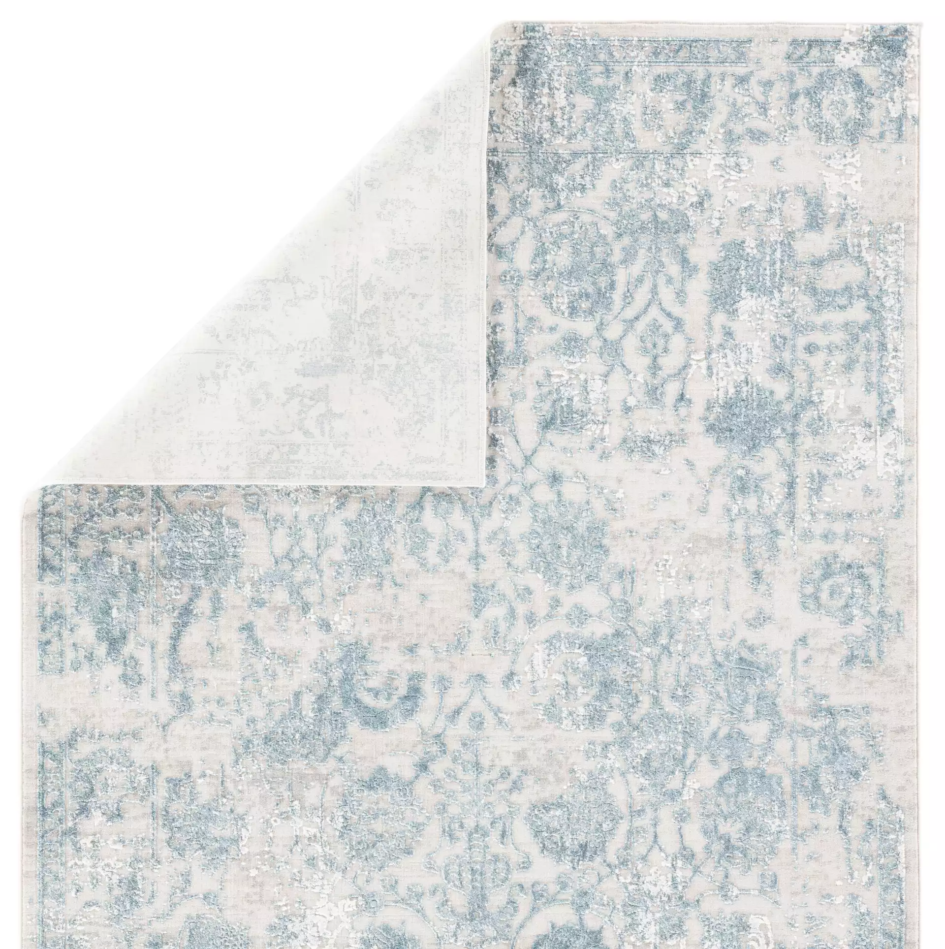 Clara Floral Silver/ Blue Area Rug (10'X14')