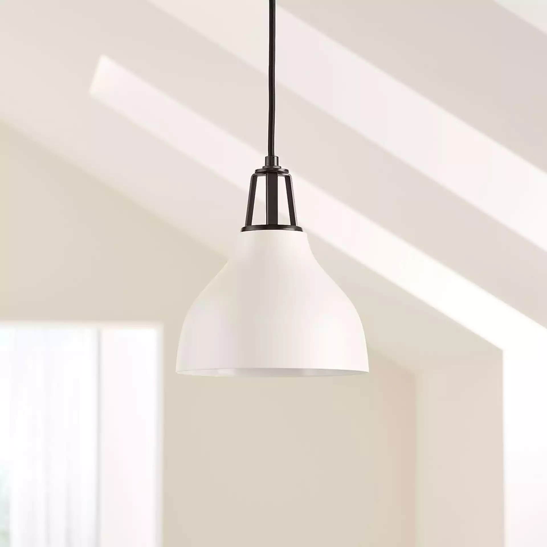 Maddox White Bell Pendant Small with Black Socket