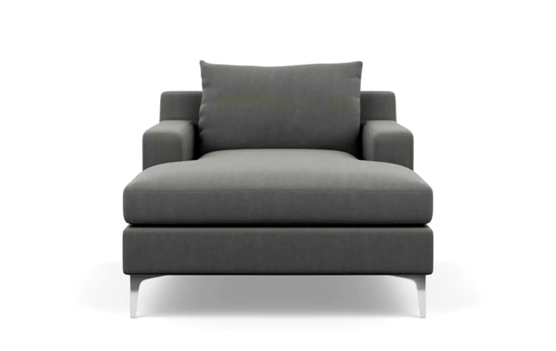 Sloan Chaise Chaise Lounge with Grey Tent Fabric, down alt. cushions, and Chrome Plated legs
