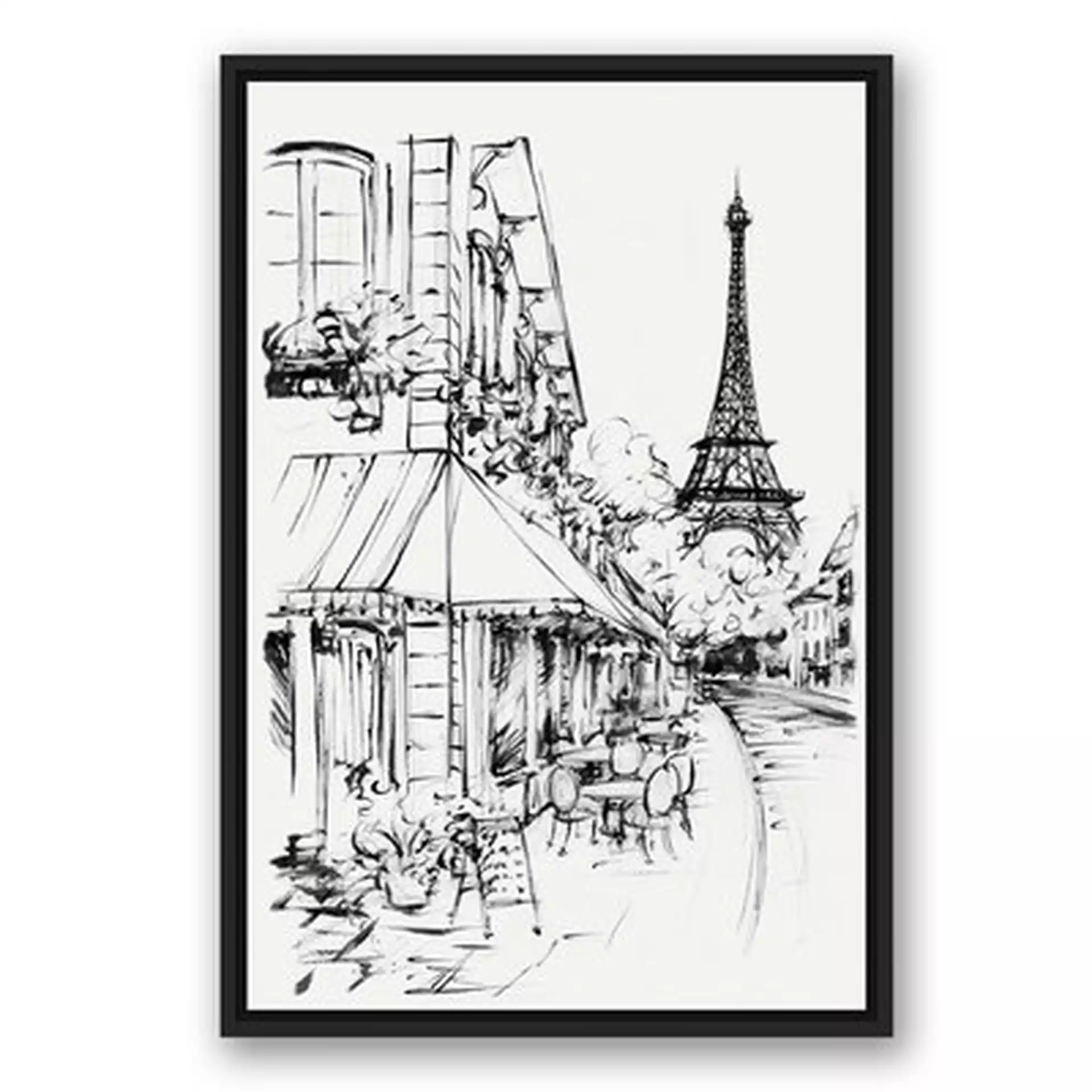 'Paris Street Sketch' Framed Drawing Print on Canvas