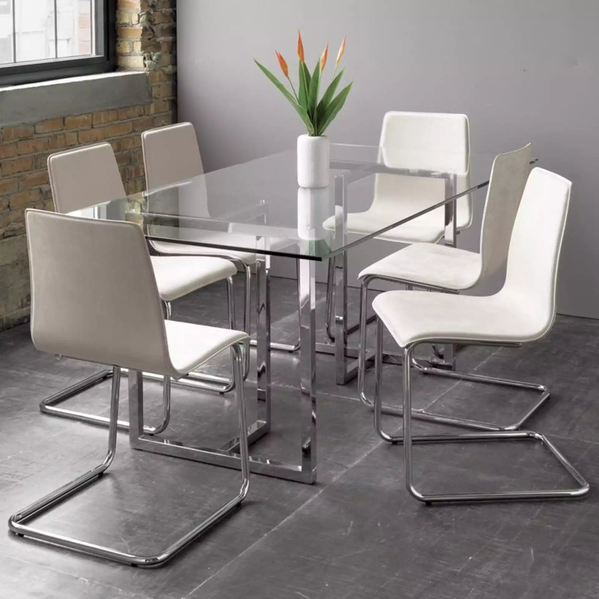 "silverado chrome 72"" rectangular dining table"