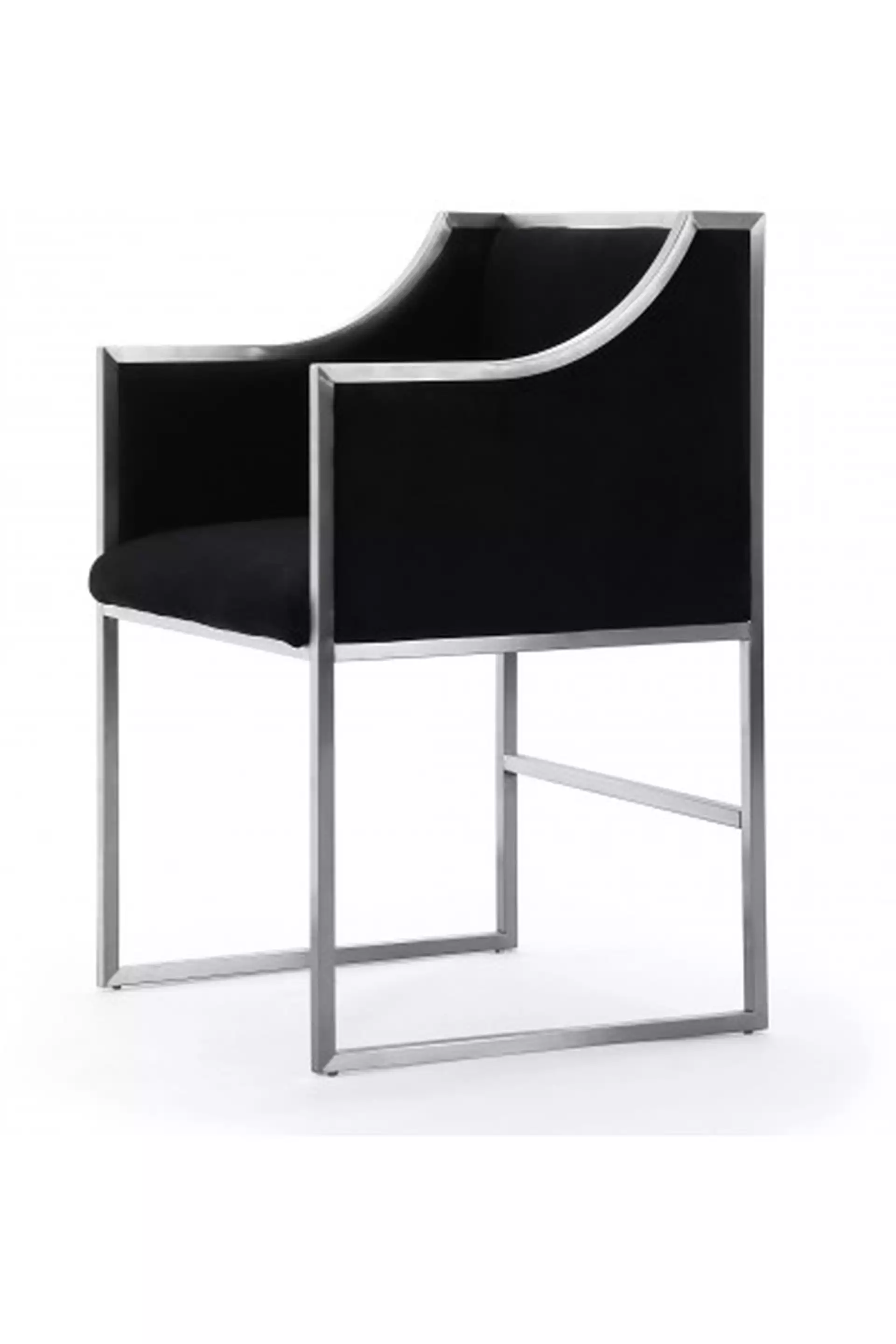 Atwell Black Velvet Silver Chair