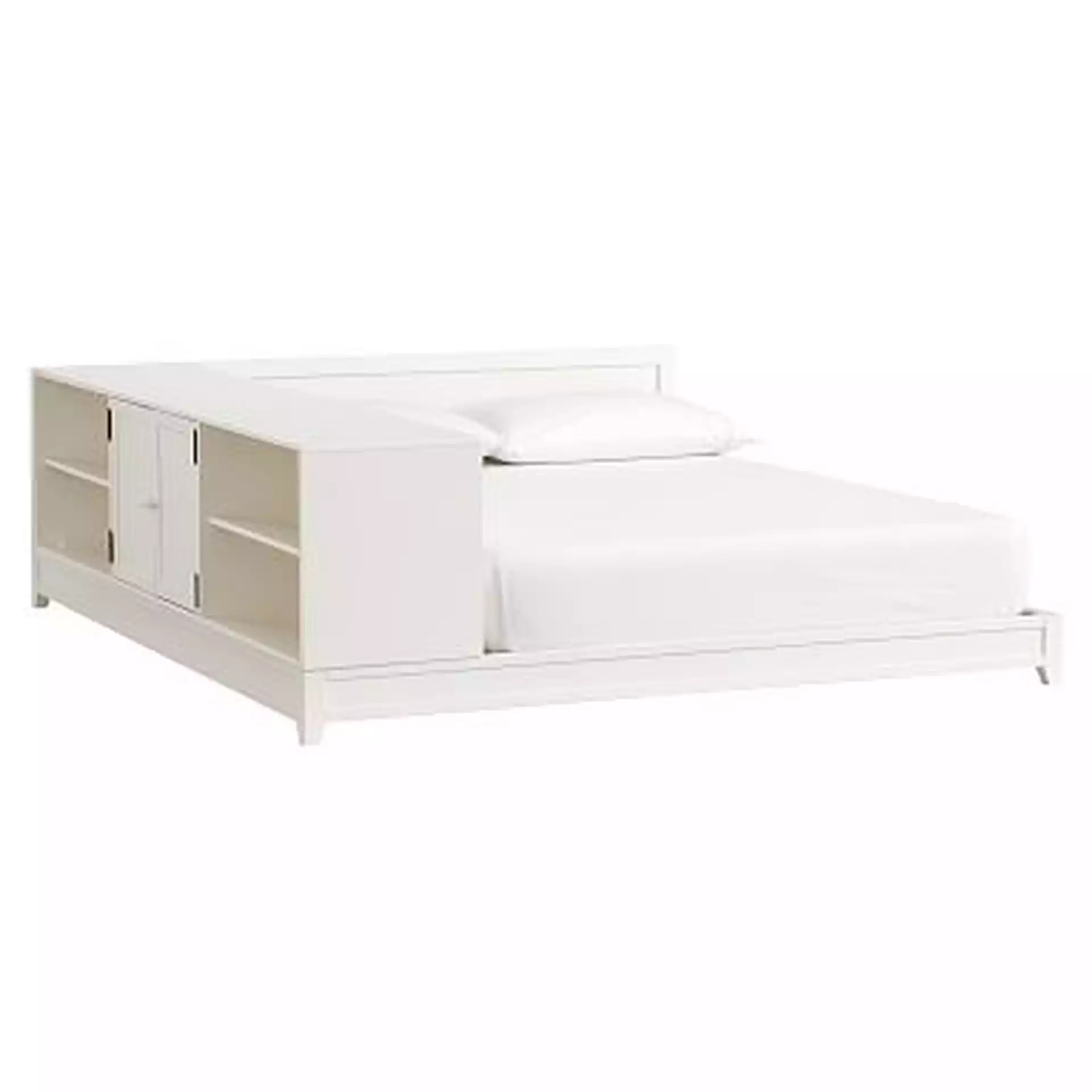 Ultimate Platform Bed + Cubby/ Cabinet Set, Queen, Water-Based Simply White