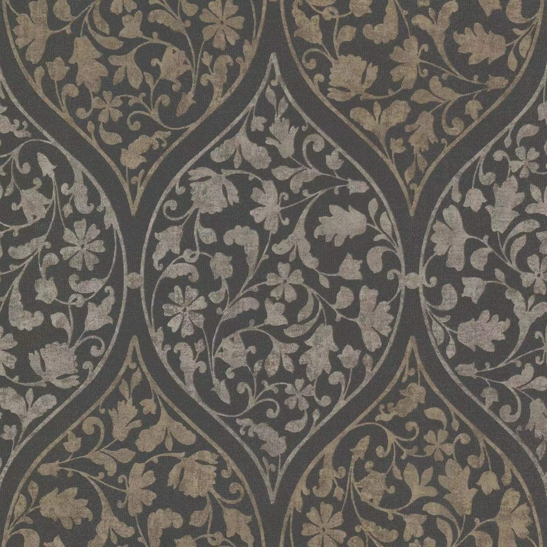 Adelaide Ogee Floral Charcoal (Grey) Wallpaper
