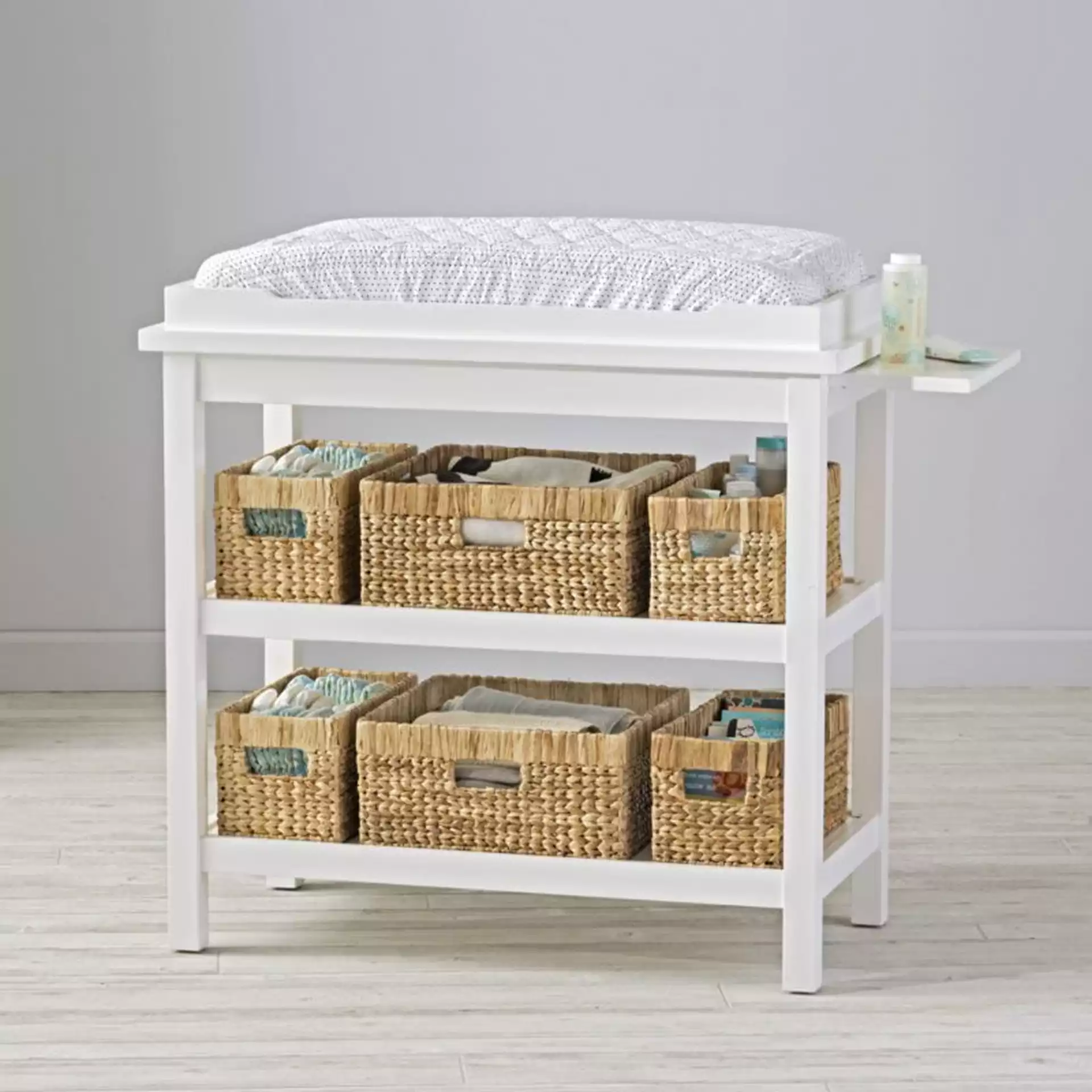 White Wicker Large Changing Table Basket