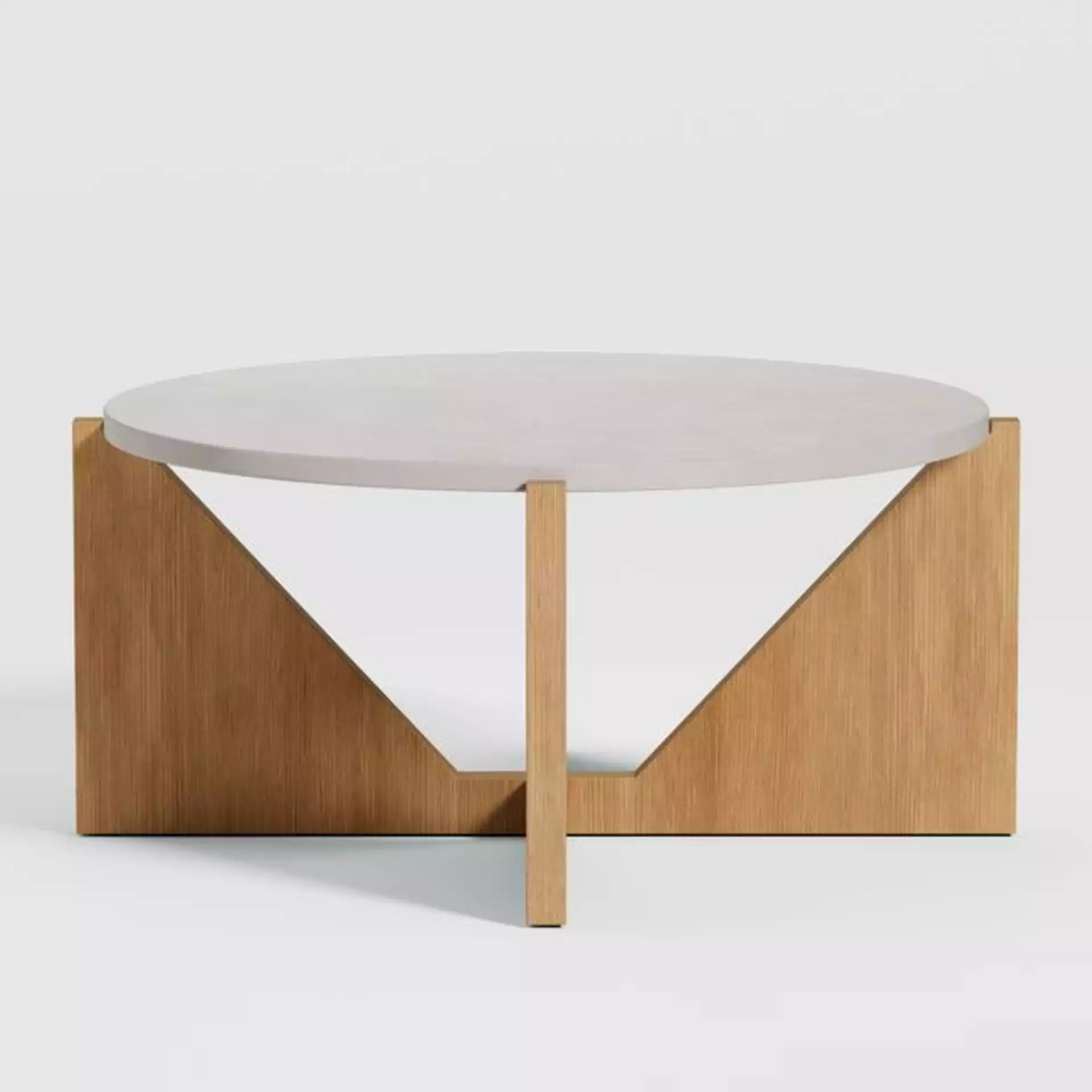 Miro Concrete Coffee Table with Natural Wood Base