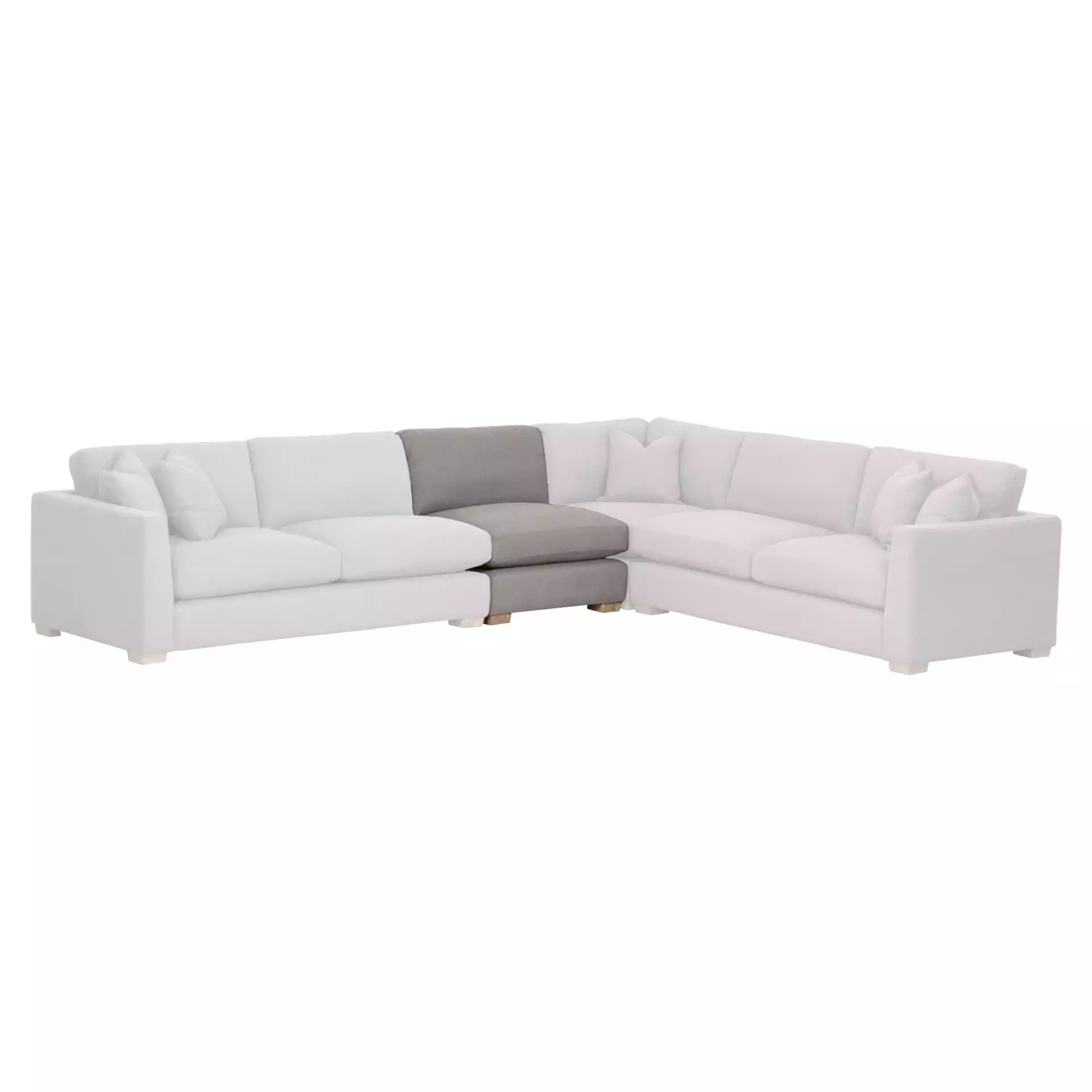 Hayden Modular Taper 1-Seat Armless Sofa Chair, LiveSmart Peyton-Slate, Natural Gray Oak