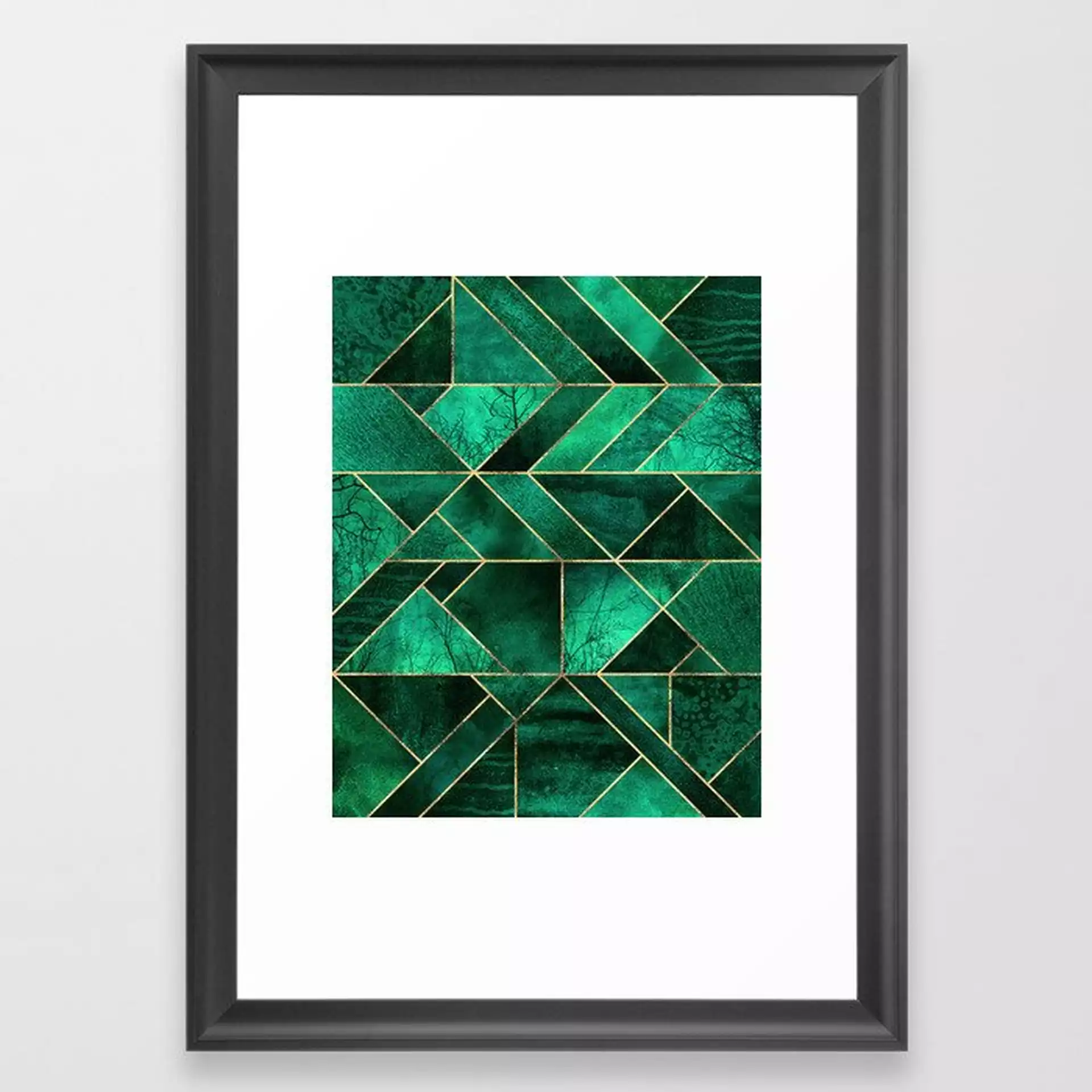 Abstract Nature - Emerald Green Framed Art Print by Elisabeth Fredriksson - Scoop Black - SMALL-15x21