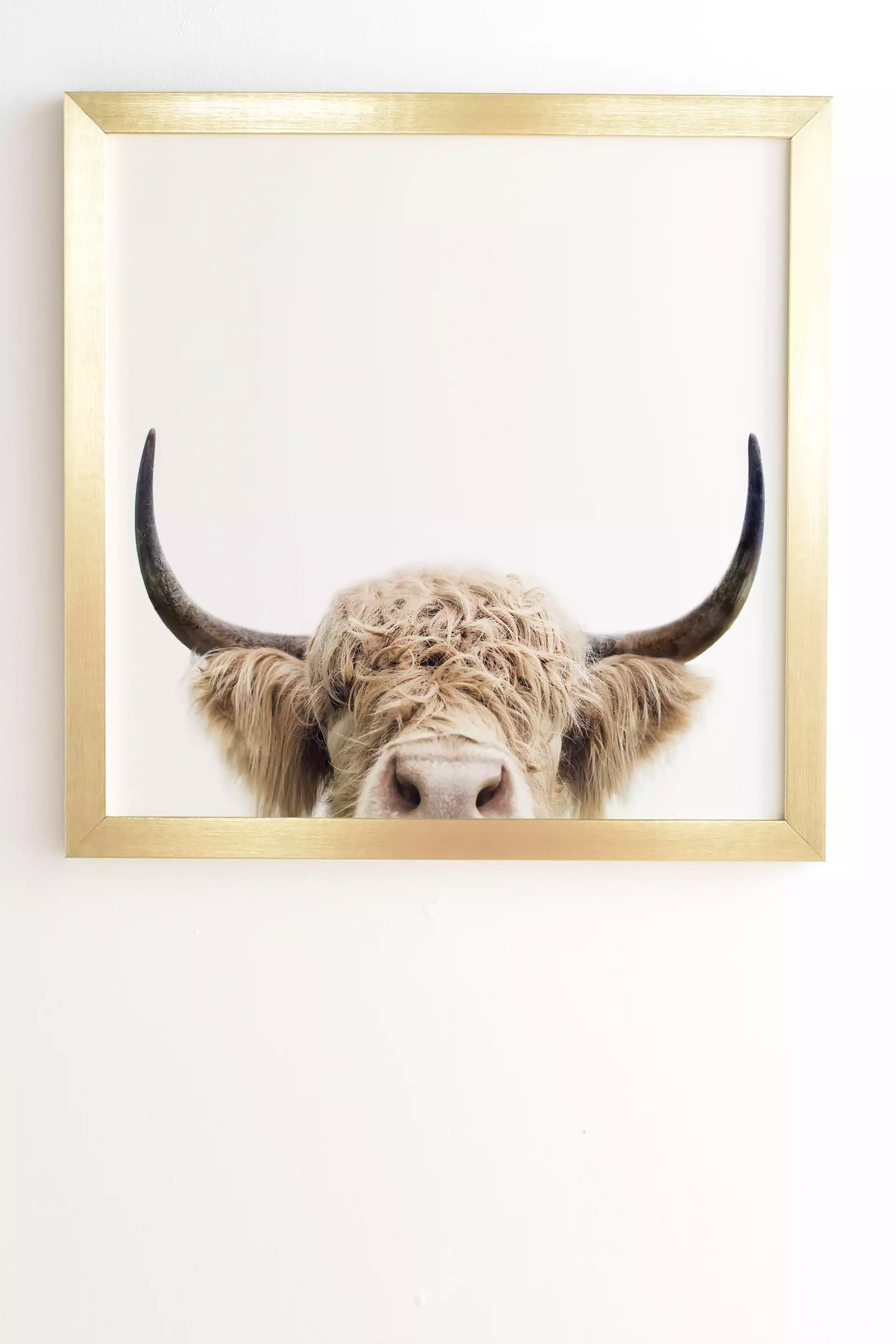 Peeking Cow by Sisi and Seb - Framed Wall Art Basic Gold 19" x 22.4"