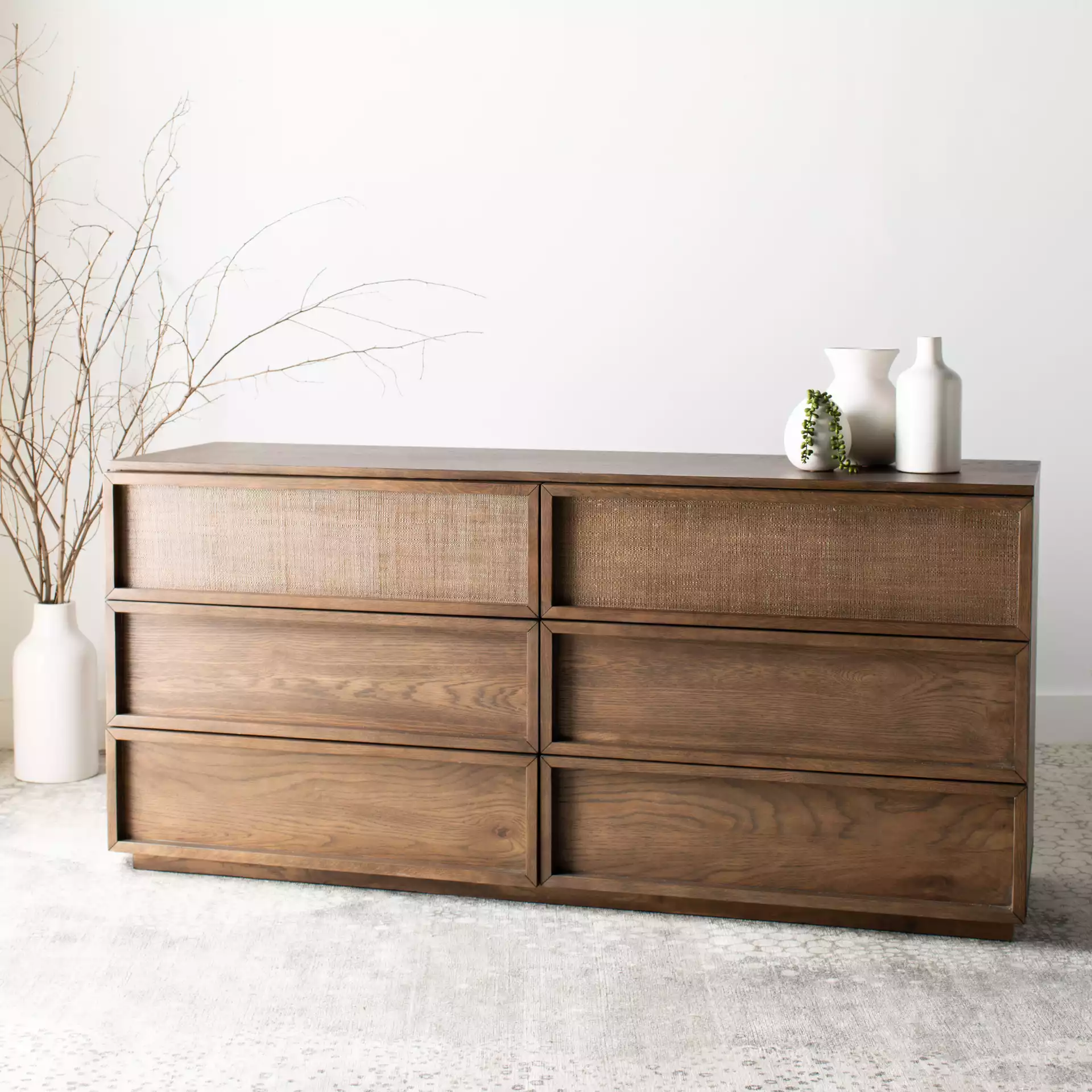 Zeus 6-Drawer Wood Dresser, Brown
