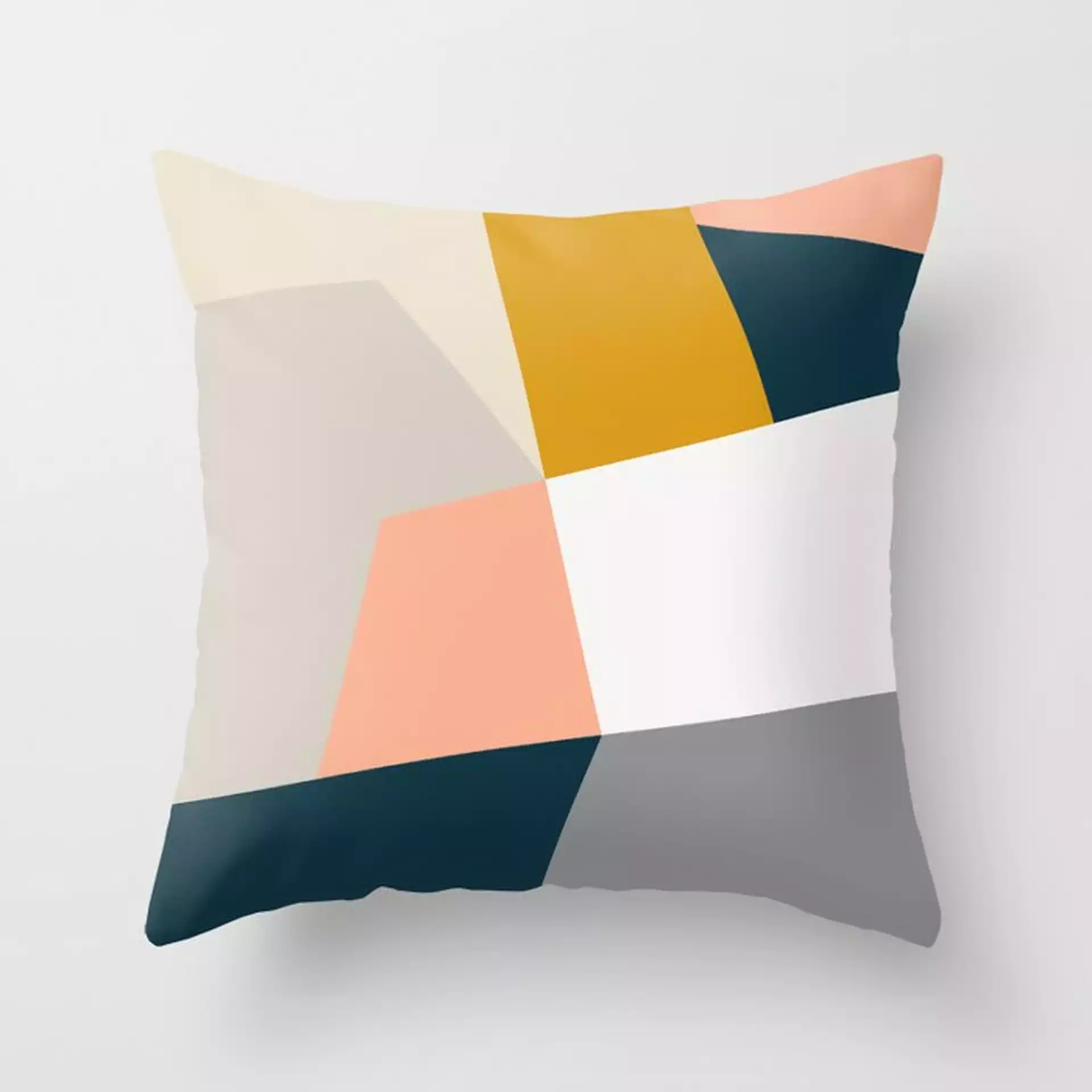 Abstract Geometric 27 Navy Couch Throw Pillow by The Old Art Studio - Cover (16" x 16") with pillow insert - Indoor Pillow