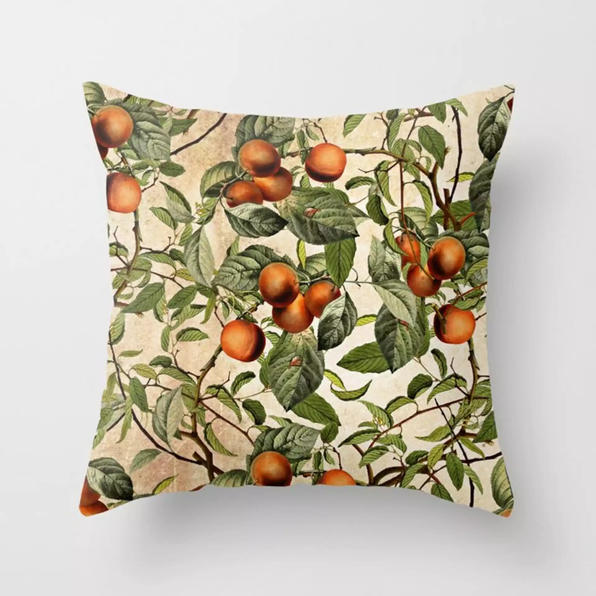 Vintage Fruit Pattern Couch Throw Pillow by Burcu Korkmazyurek - Cover (20" x 20") with pillow insert - Outdoor Pillow