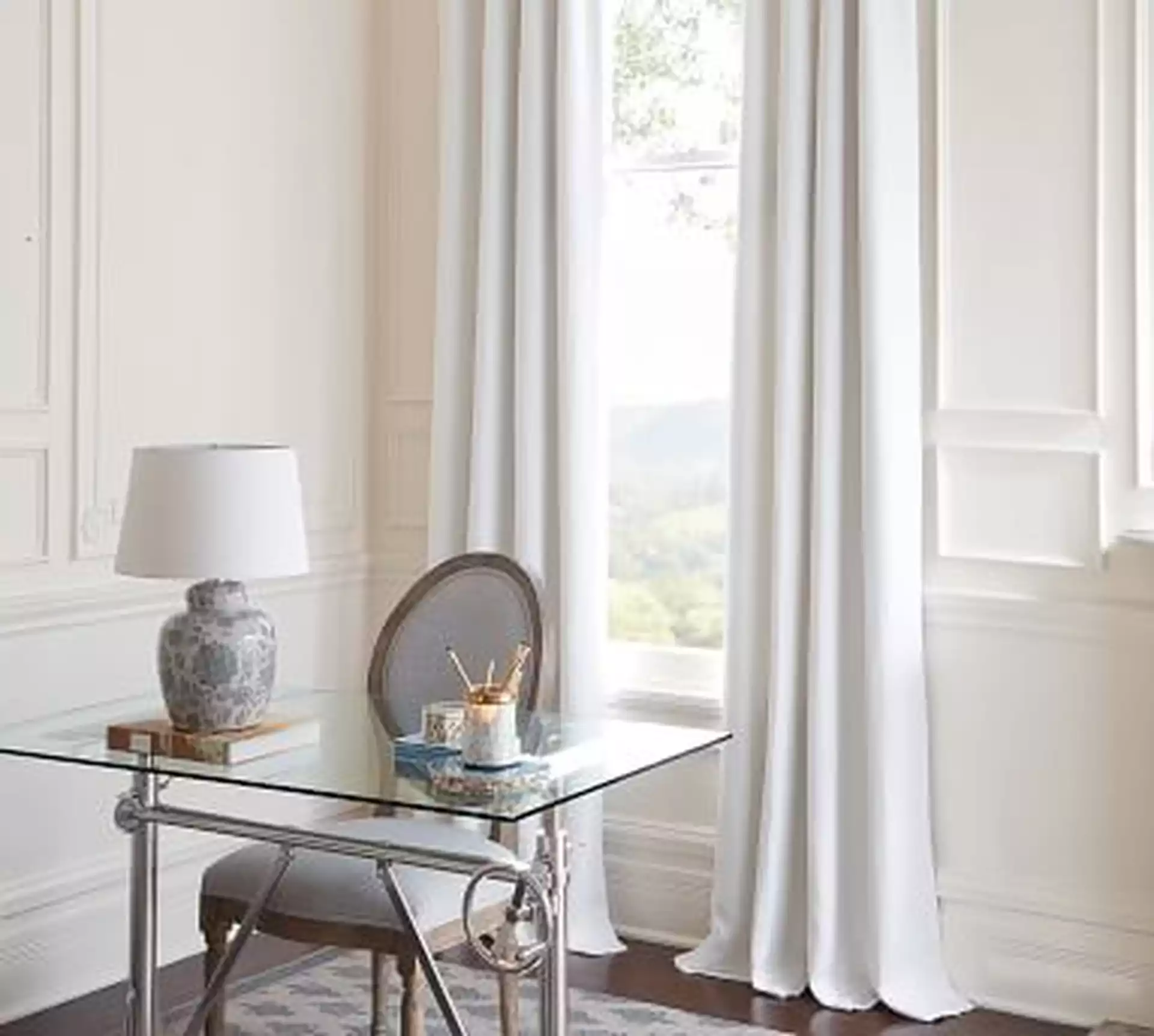 Custom Classic Belgian Linen Curtain, White, 72 x 84"
