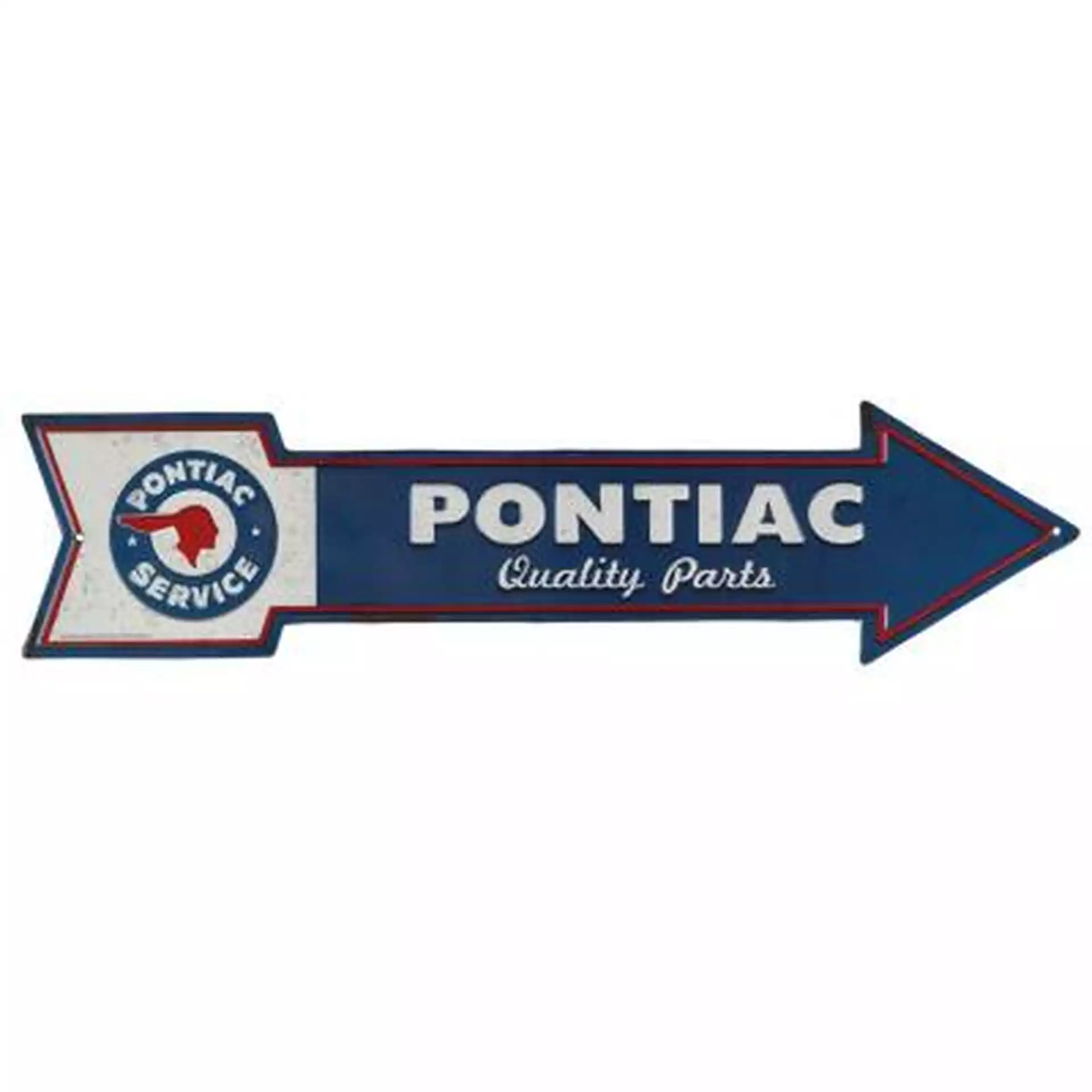 Open Road Brands Pontiac Quality Parts Embossed Tin Sign, Blue/White