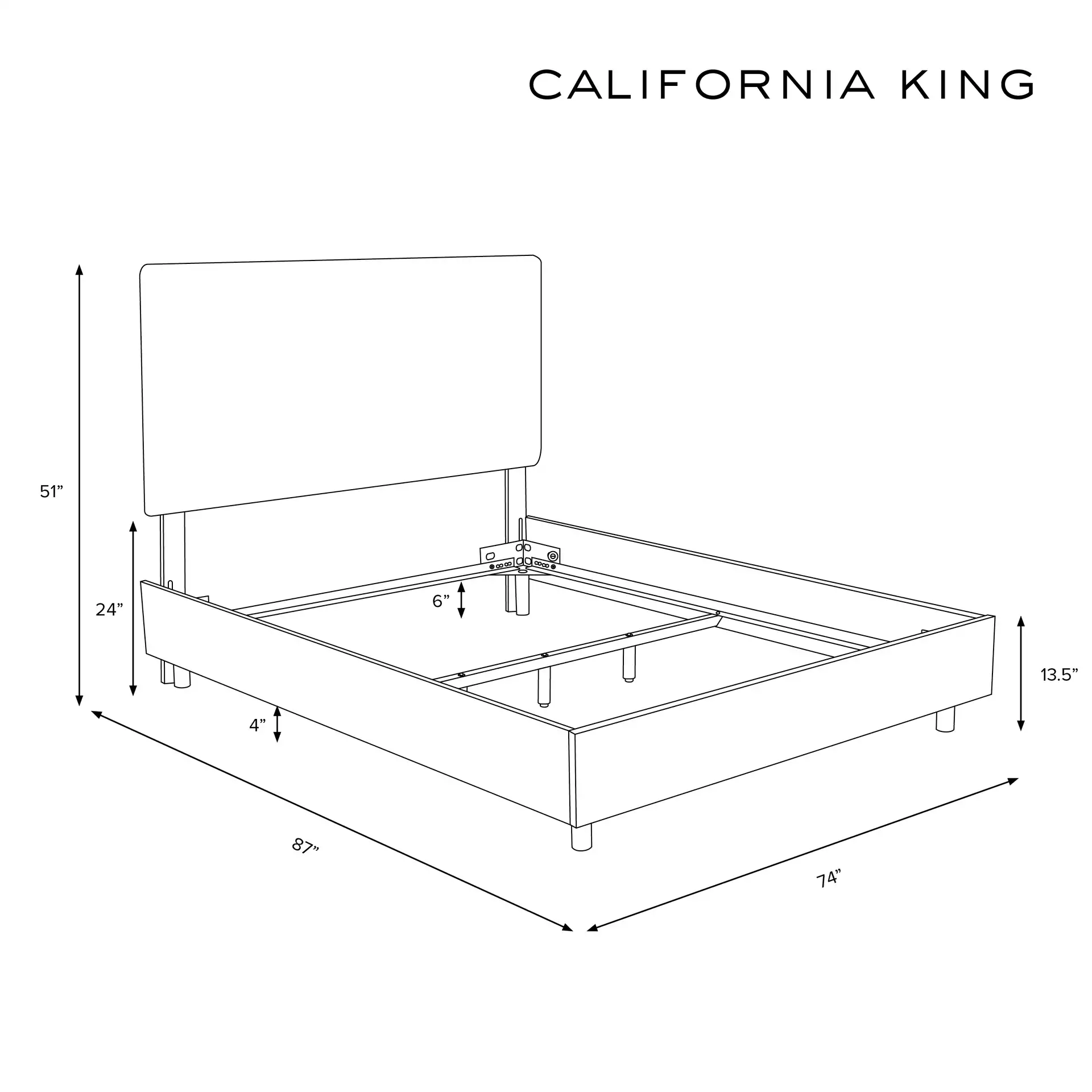 Ellsworth Bed, California King, Talc, Brass Nailheads