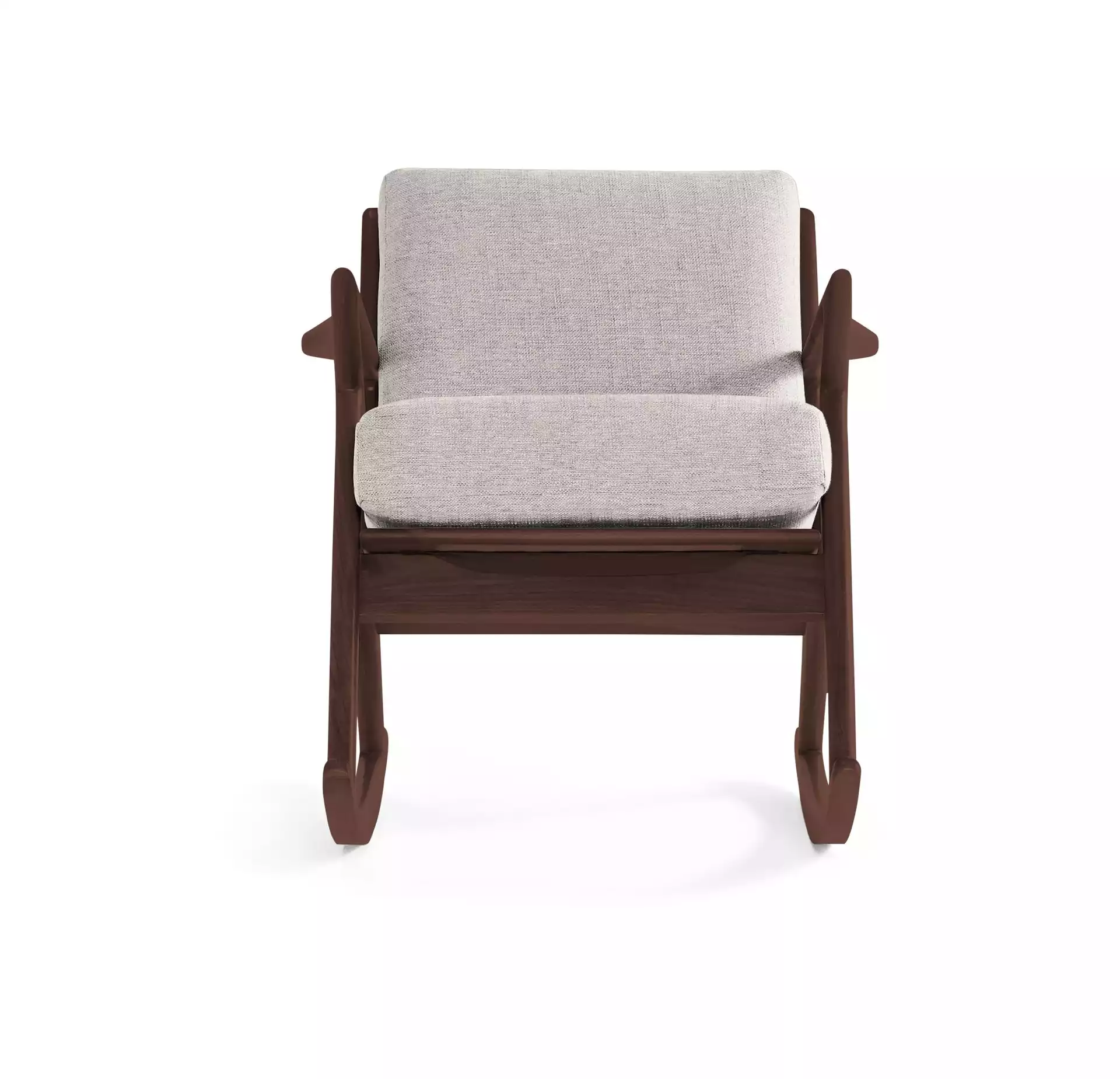 White Soto Mid Century Modern Rocking Chair - Tussah Snow - Walnut