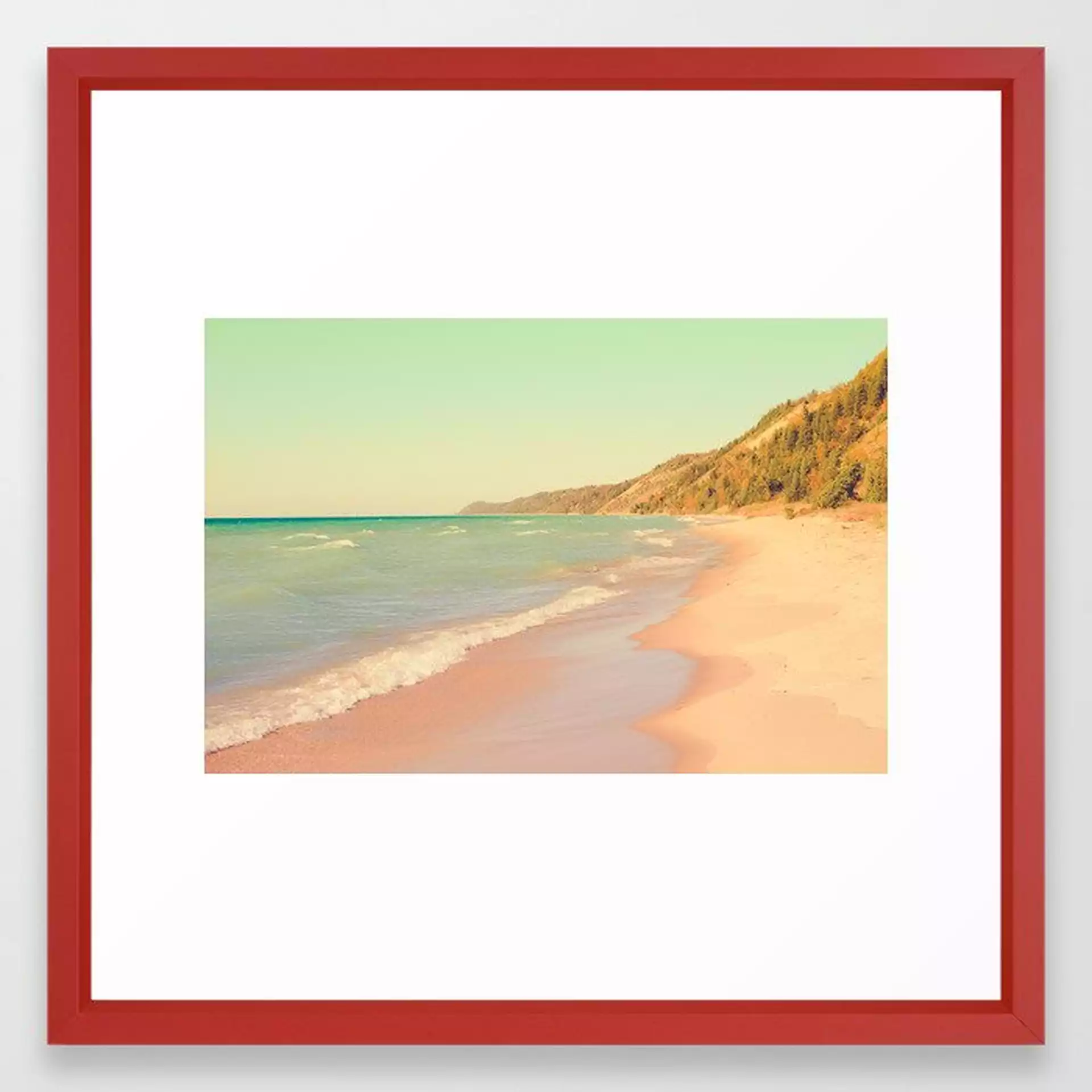 Pastel Beach Bliss Framed Art Print by Olivia Joy St.claire - Cozy Home Decor, - Vector Red - MEDIUM (Gallery)-22x22